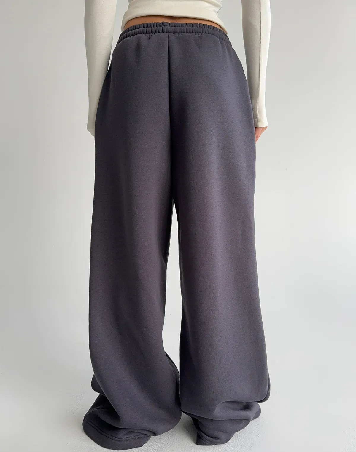 Штани вільного крою з начосом зимові, холодний антрацит - Фото 2