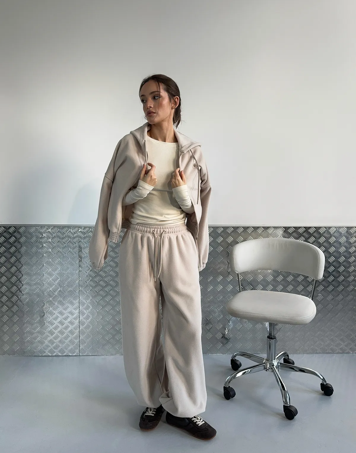 Джогери флісові оверсайз зимові, холодний беж - Фото 6