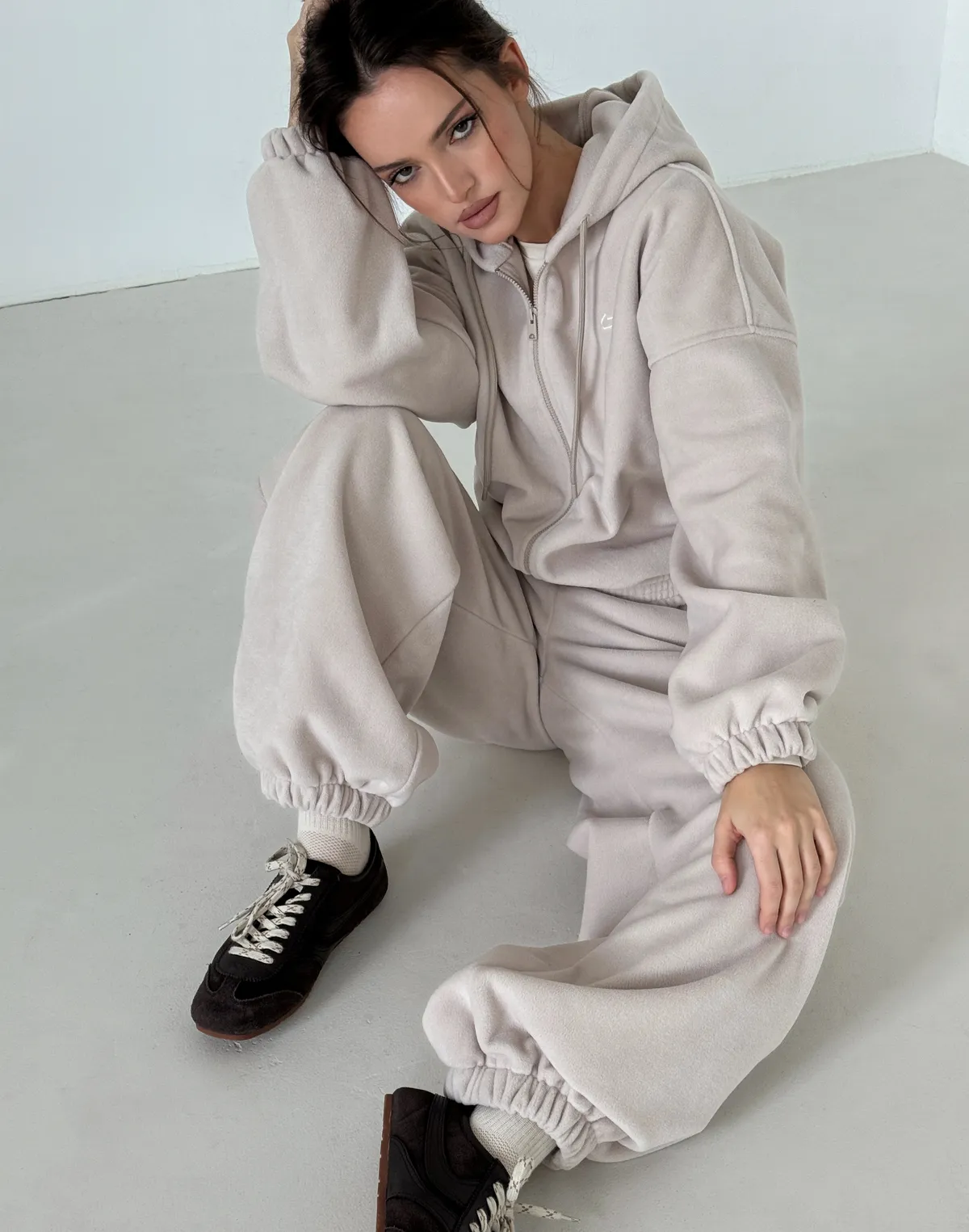 Джогери флісові оверсайз зимові, холодний беж - Фото 5