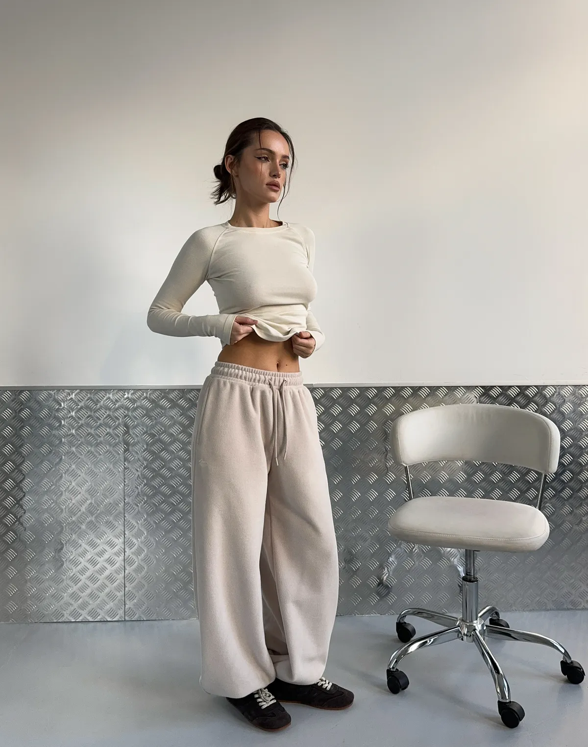 Джогери флісові оверсайз зимові, холодний беж - Фото 3