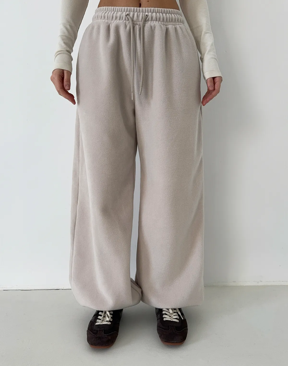 Джогери флісові оверсайз зимові, холодний беж - Фото 1