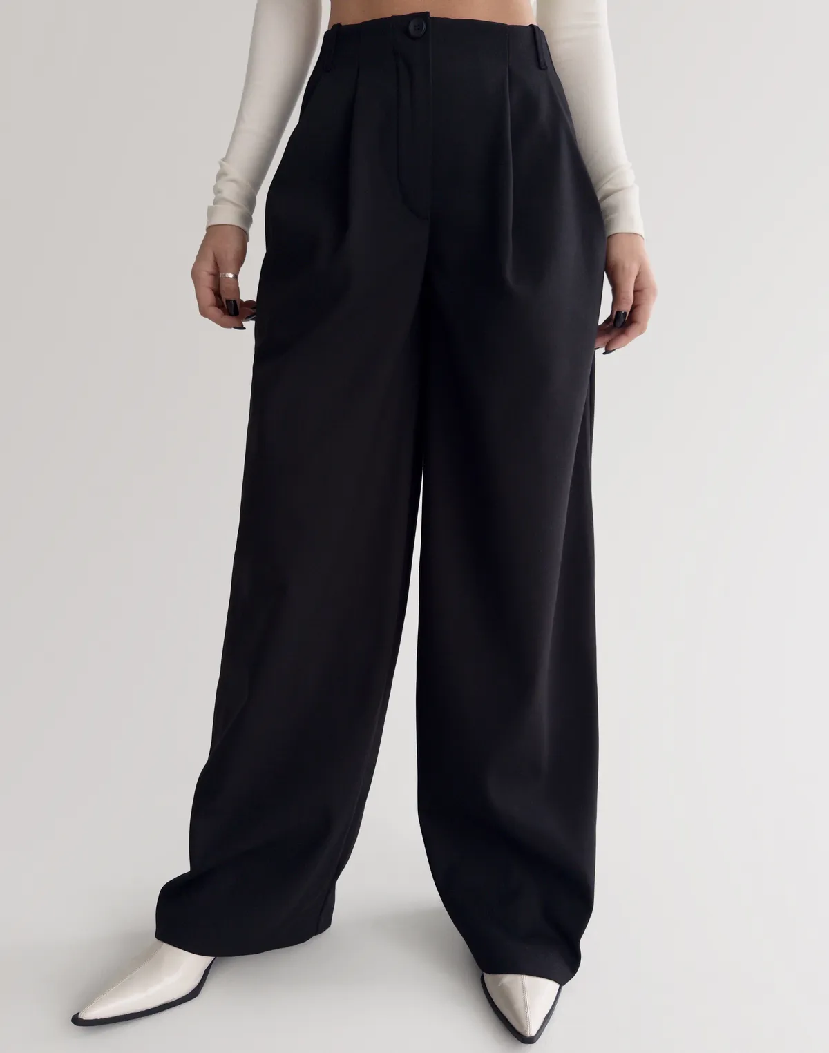 Штани трансформери з костюмної тканини, чорні - Фото 1