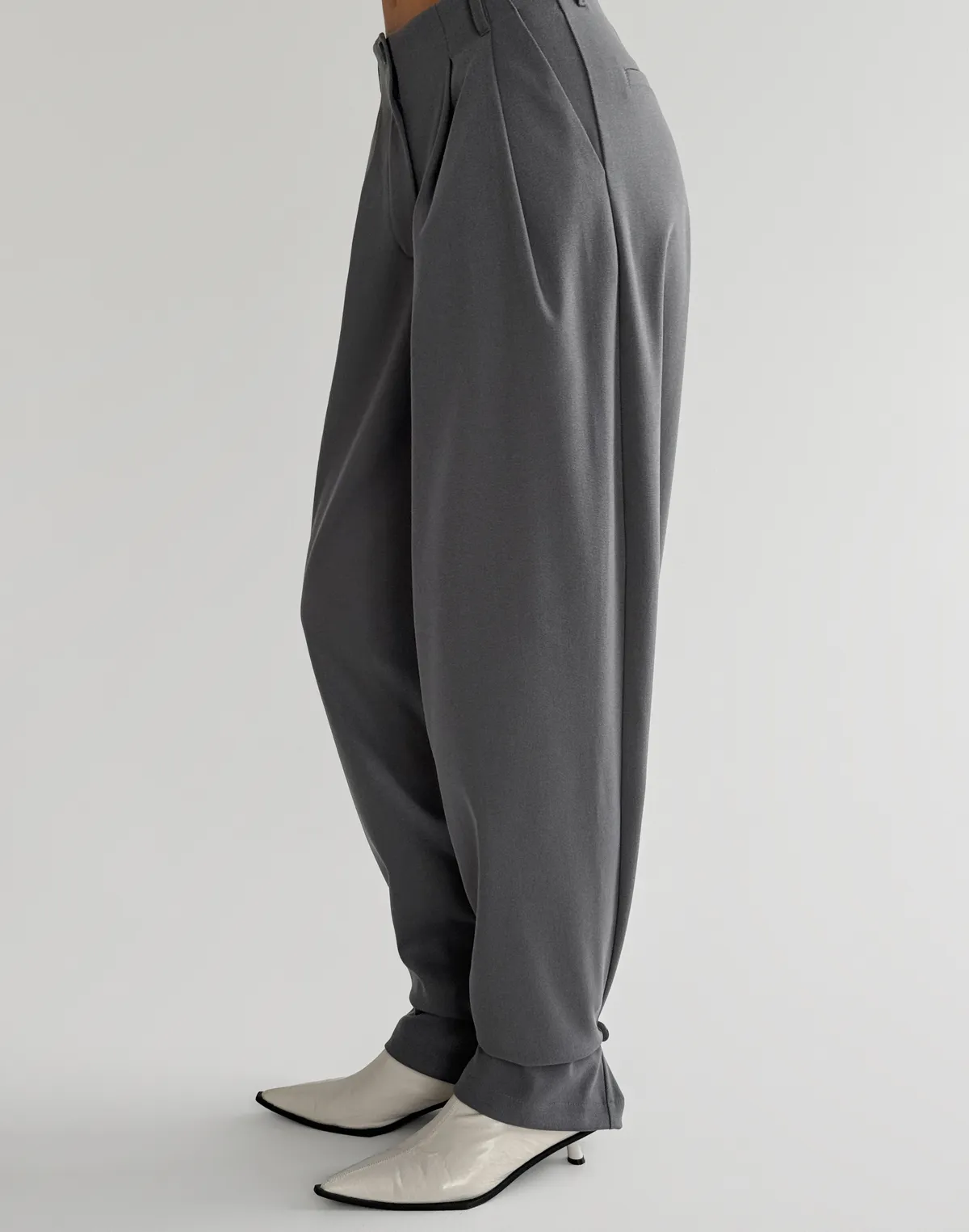 Штани трансформери з костюмної тканини, сірі - Фото 4