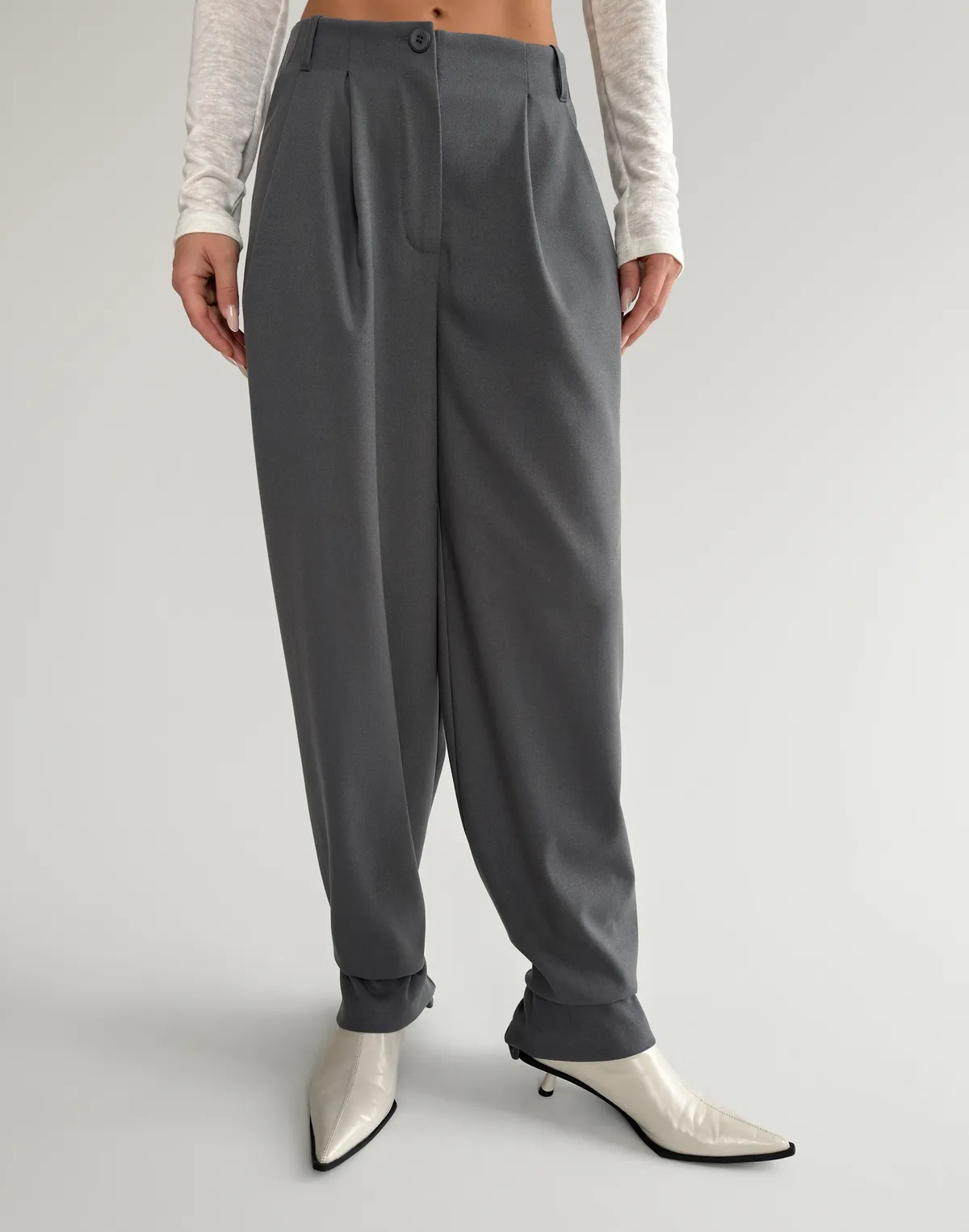 Штани трансформери з костюмної тканини, сірі - Фото 7