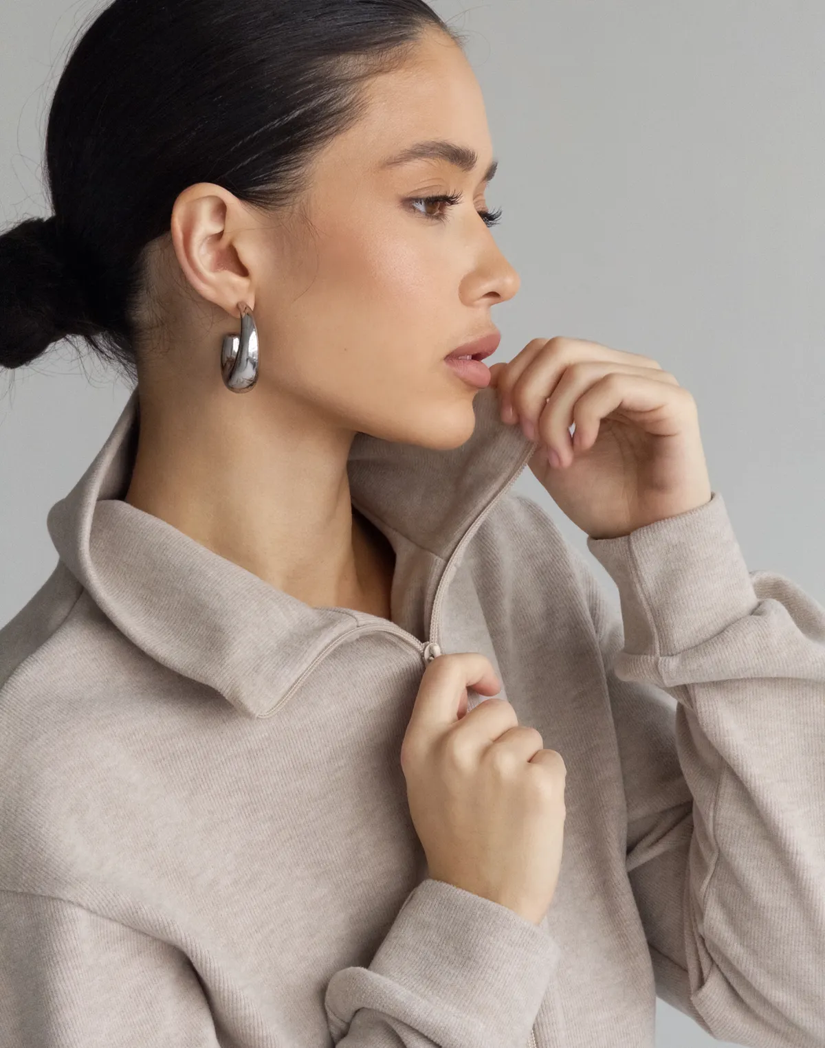 Кофта-светр осіння на блискавці, лате - Фото 4