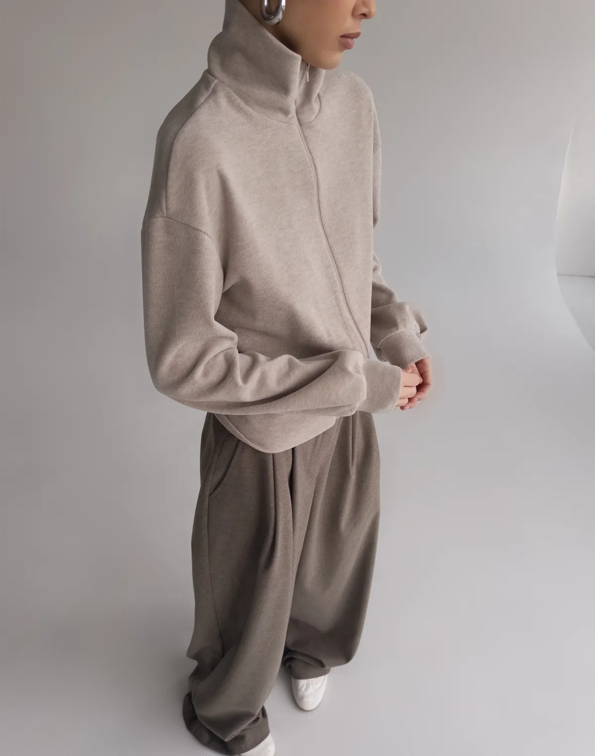 Кофта-светр осіння на блискавці, лате - Фото 8