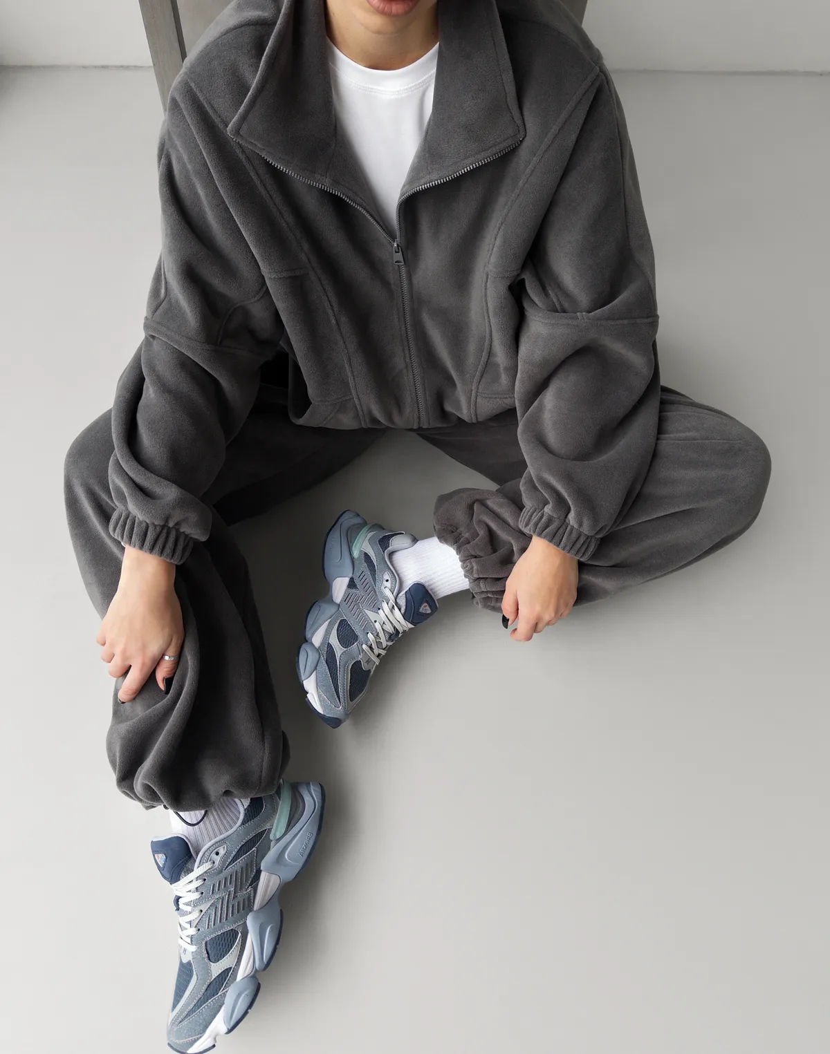 Зіпер оверсайз флісовий з декоративними швами, сірий - Фото 5