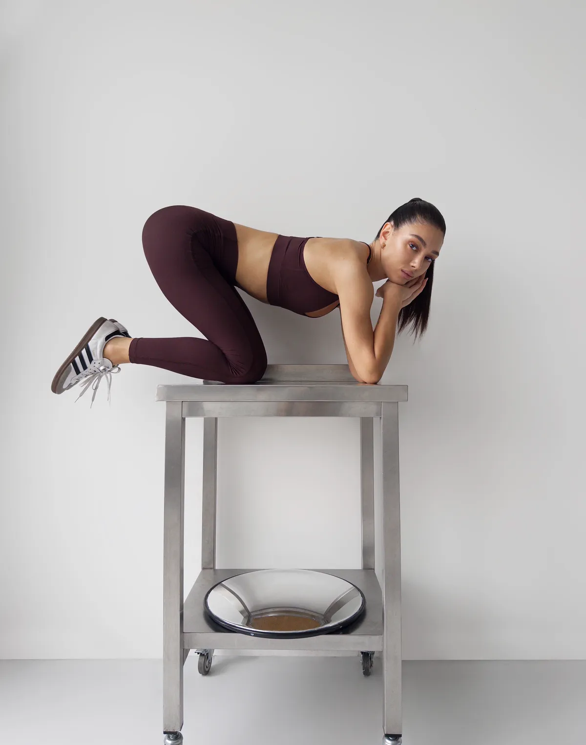 Лосини для спорту у рубчик базові з італійського матеріалу, шоколад - Фото 6