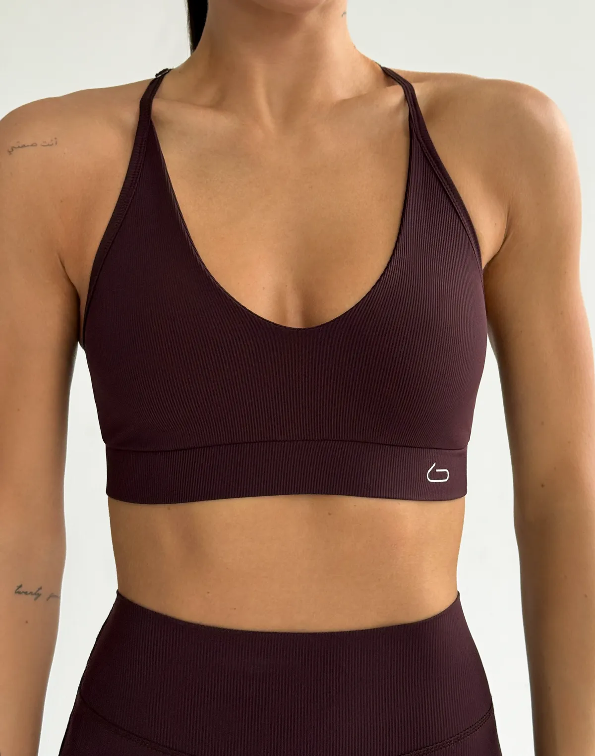 Топ спортивний у рубчик з італійського матеріалу, шоколад - Фото 4