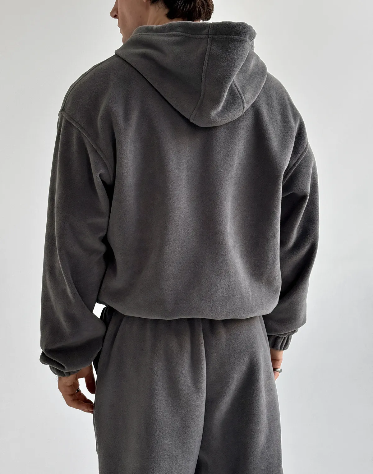 Флісовий чоловічий зіпер зимовий, сірий - Фото 2