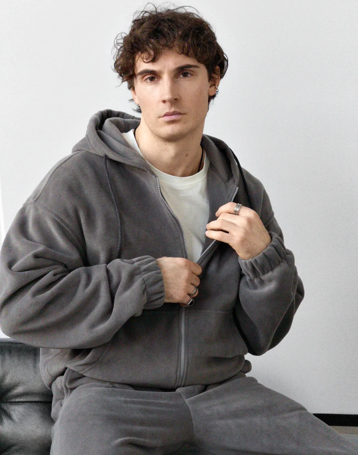 Флісовий чоловічий зіпер зимовий, сірий - Фото 4