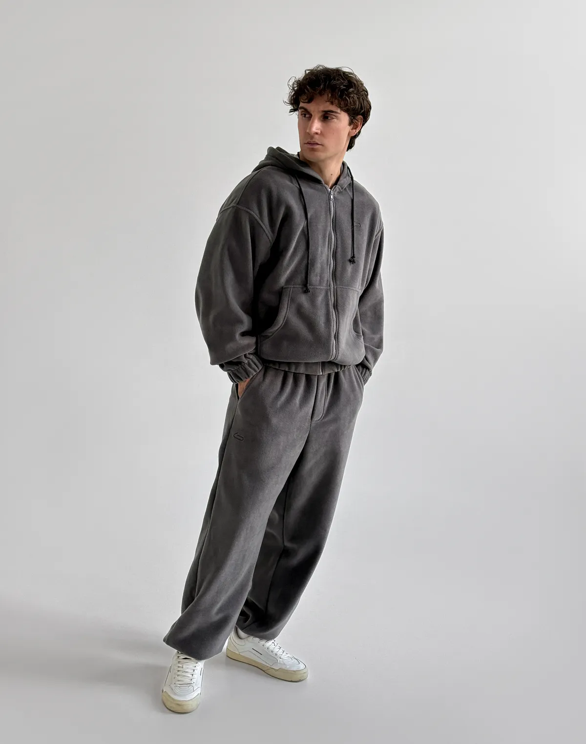 Комплект чоловічій флісовий зимовий зіпер та джогери, сірі - Фото 7