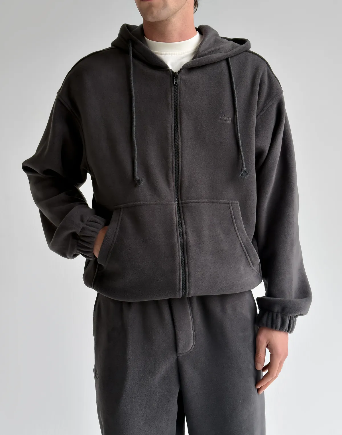 Флісовий чоловічий зіпер зимовий, графіт - Фото 1