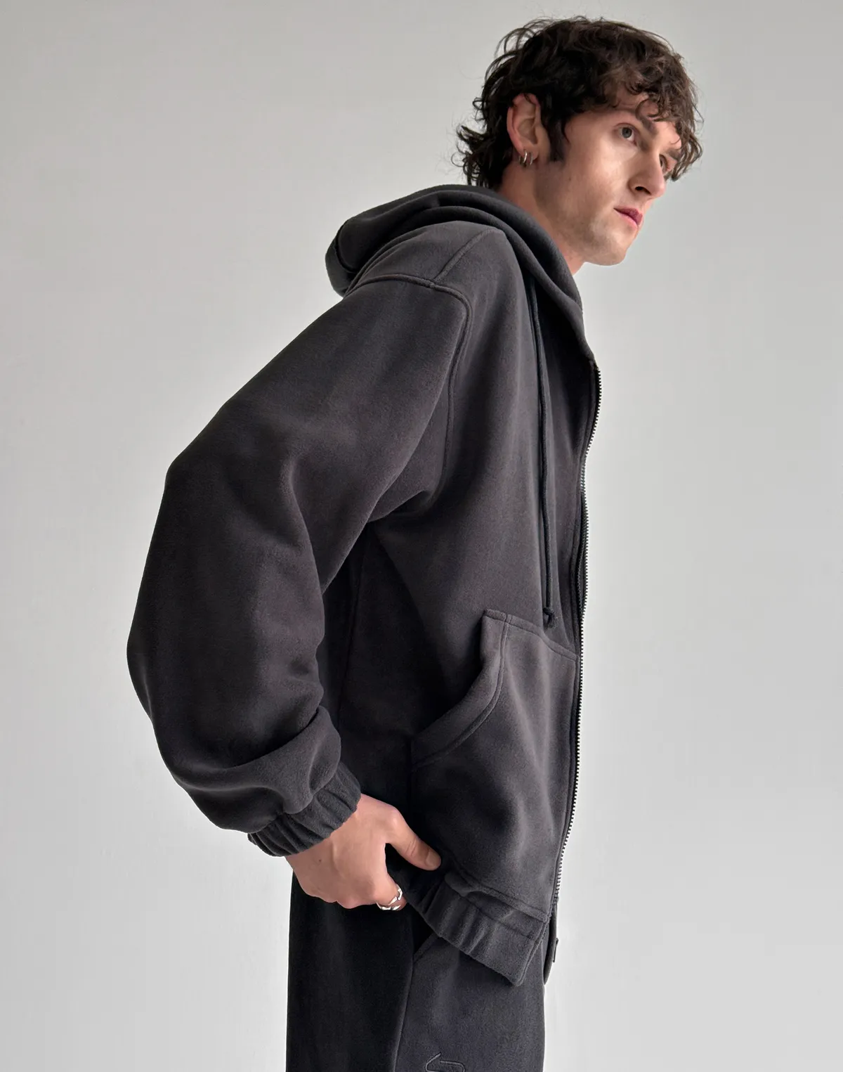 Флісовий чоловічий зіпер зимовий, графіт - Фото 7