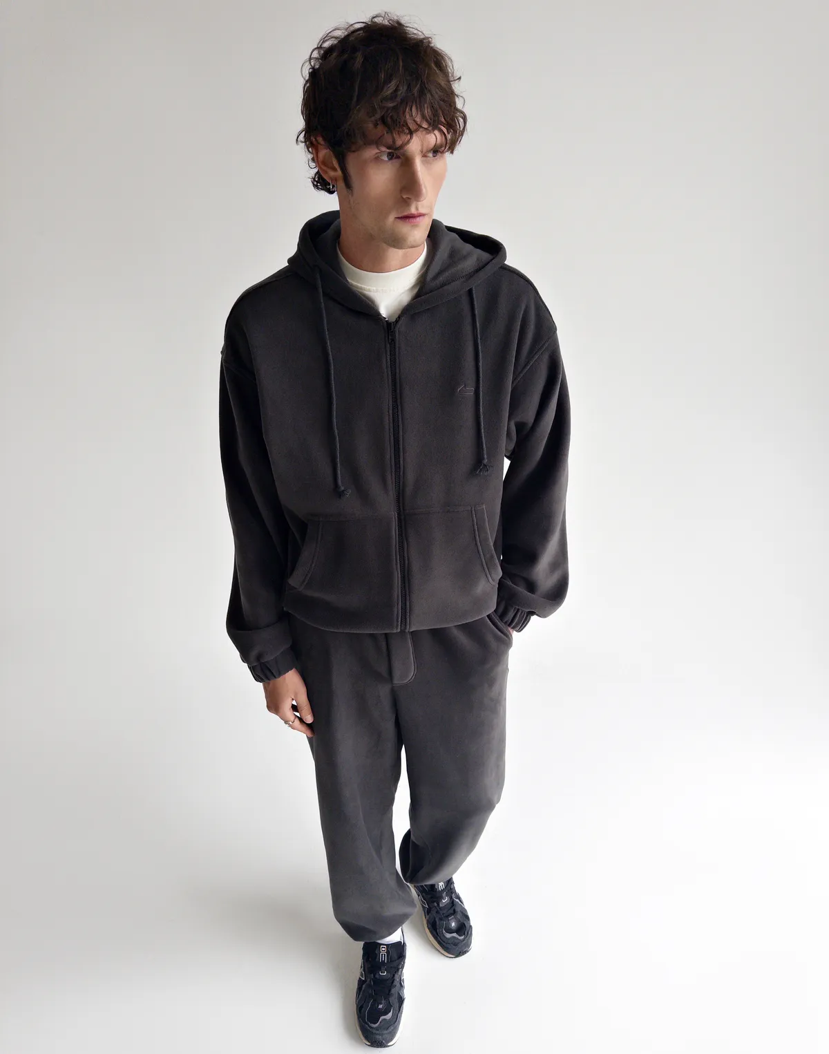 Комплект чоловічій флісовий зимовий зіпер та джогери, графіт - Фото 7