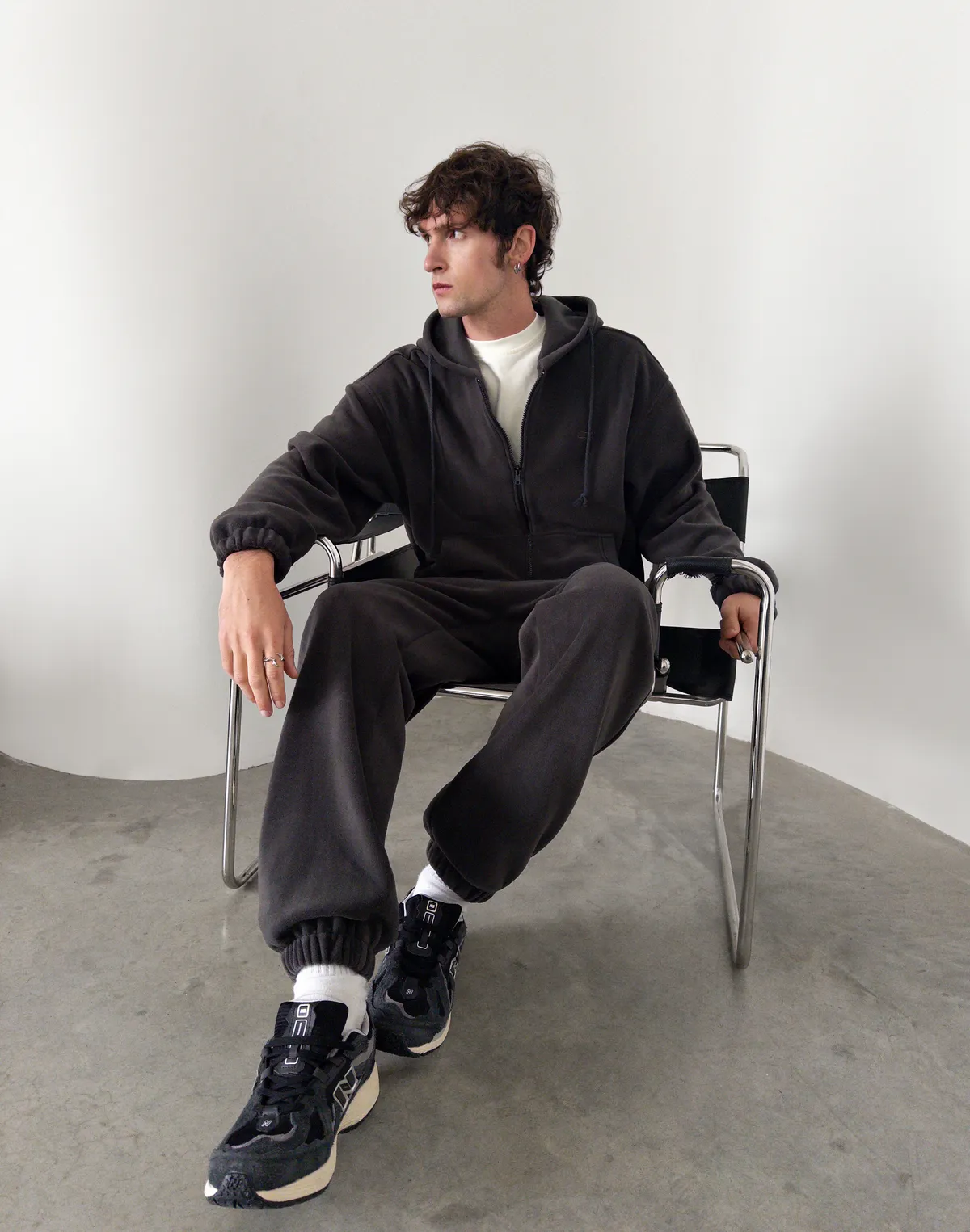 Комплект чоловічій флісовий зимовий зіпер та джогери, графіт - Фото 5