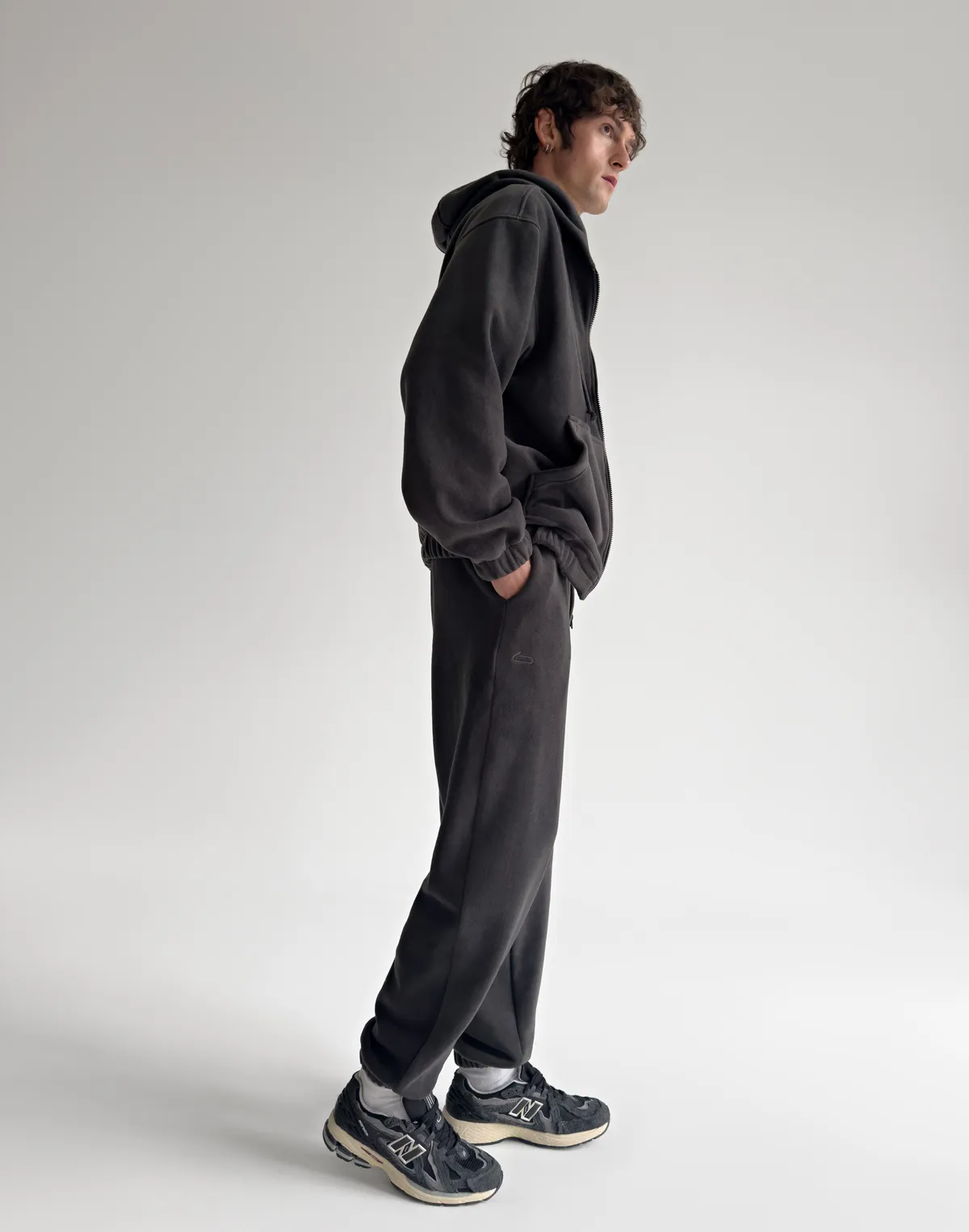 Комплект чоловічій флісовий зимовий зіпер та джогери, графіт - Фото 4