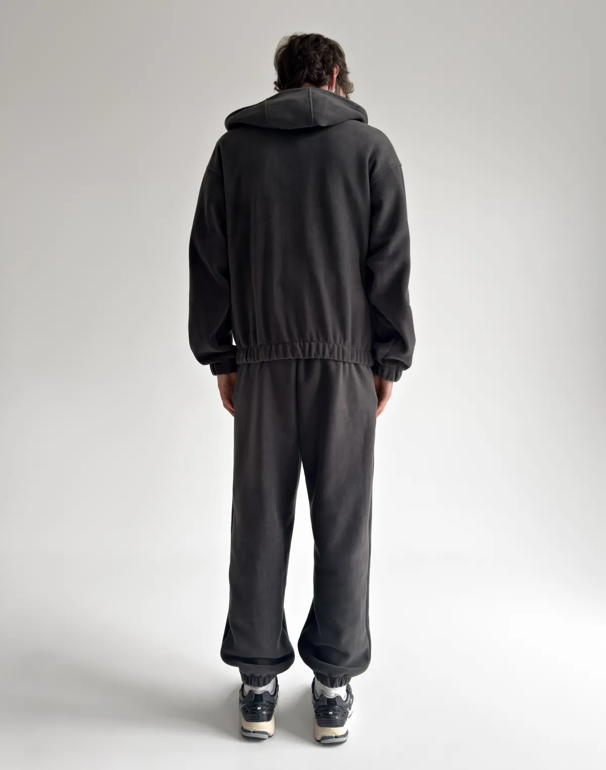 Комплект чоловічій флісовий зимовий зіпер та джогери, графіт - Фото 2