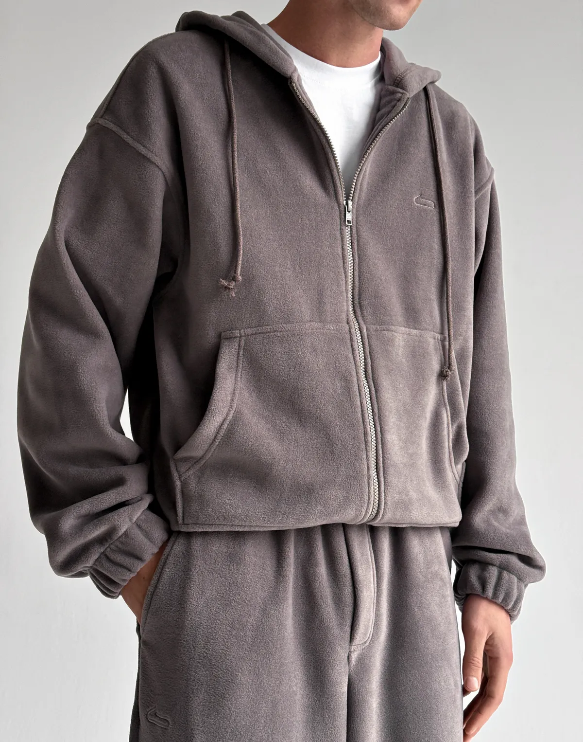 Флісовий чоловічий зіпер зимовий, сірий димчатий - Фото 1