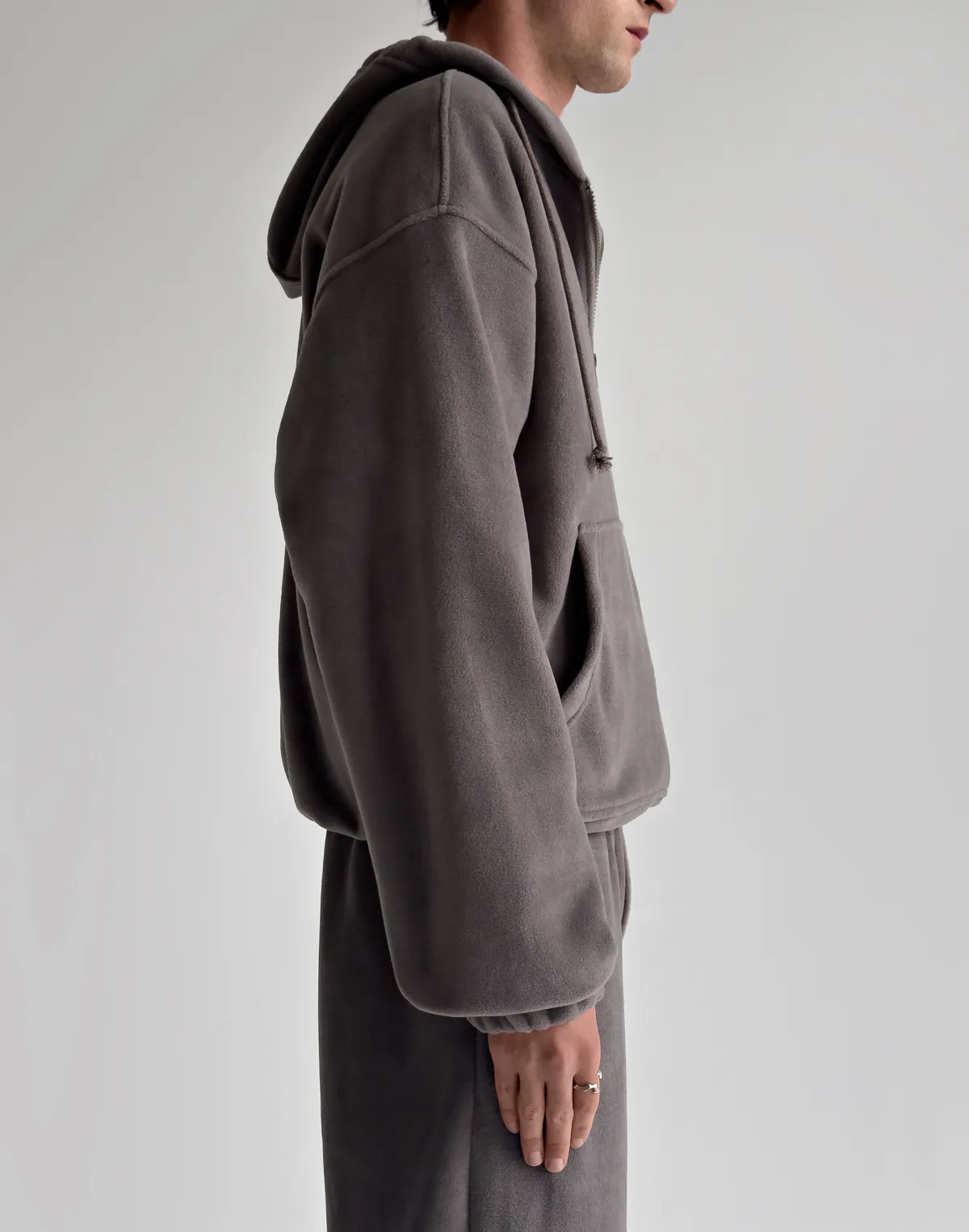 Комплект чоловічій флісовий зимовий зіпер та джогери, сірі димчаті - Фото 8