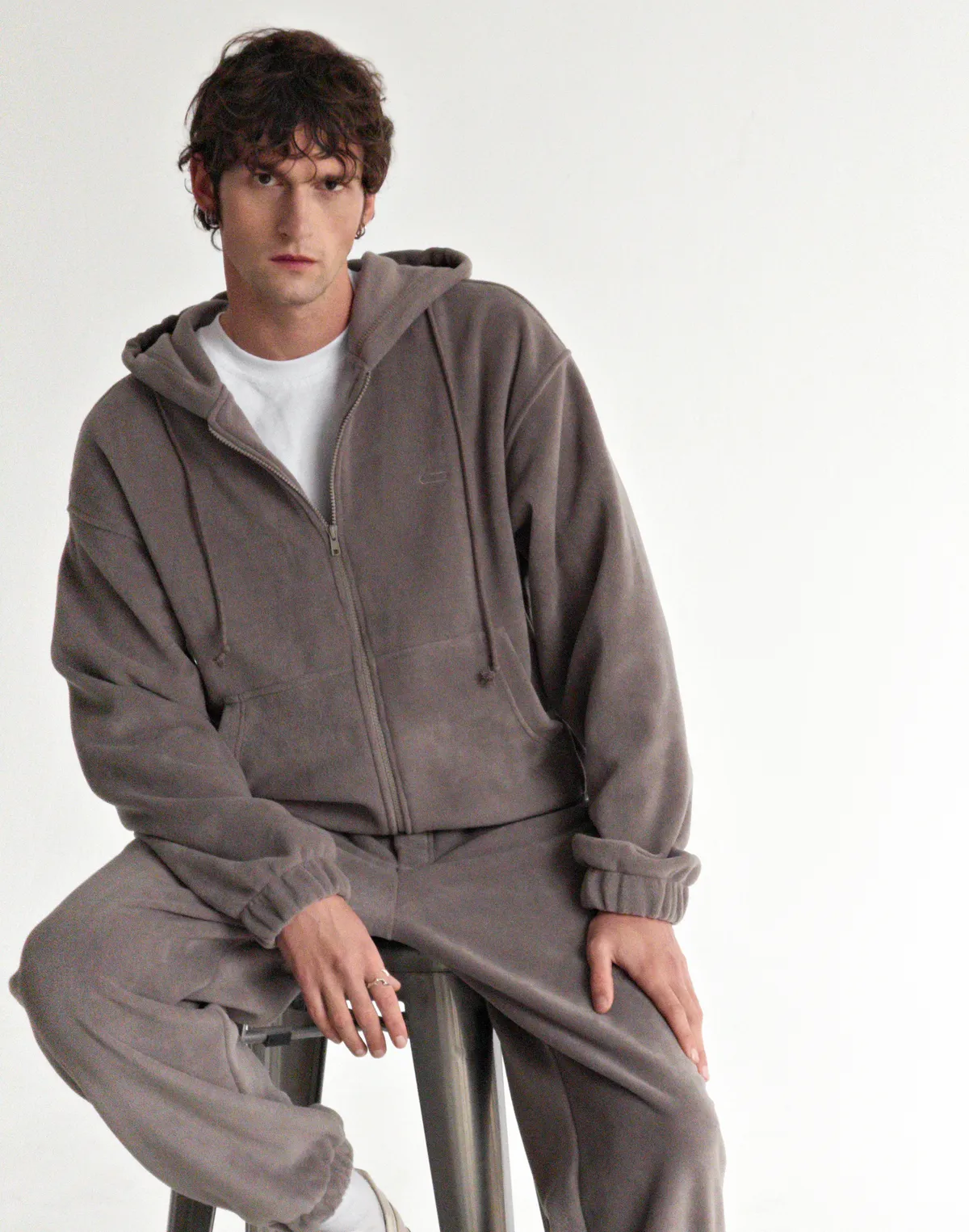 Комплект чоловічій флісовий зимовий зіпер та джогери, сірі димчаті - Фото 7