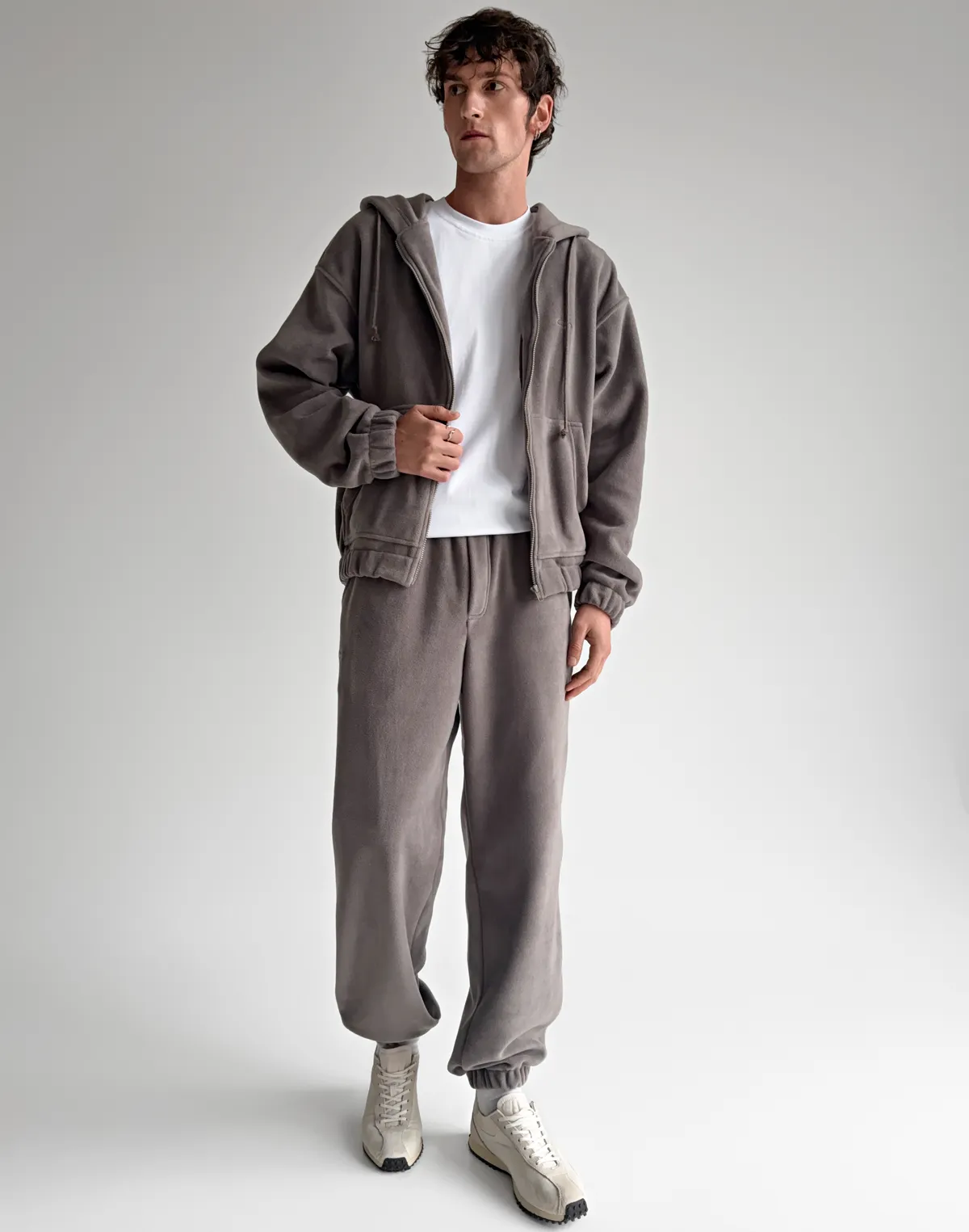 Комплект чоловічій флісовий зимовий зіпер та джогери, сірі димчаті - Фото 6