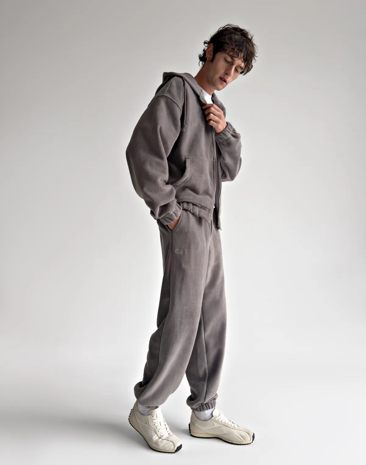 Комплект чоловічій флісовий зимовий зіпер та джогери, сірі димчаті - Фото 5