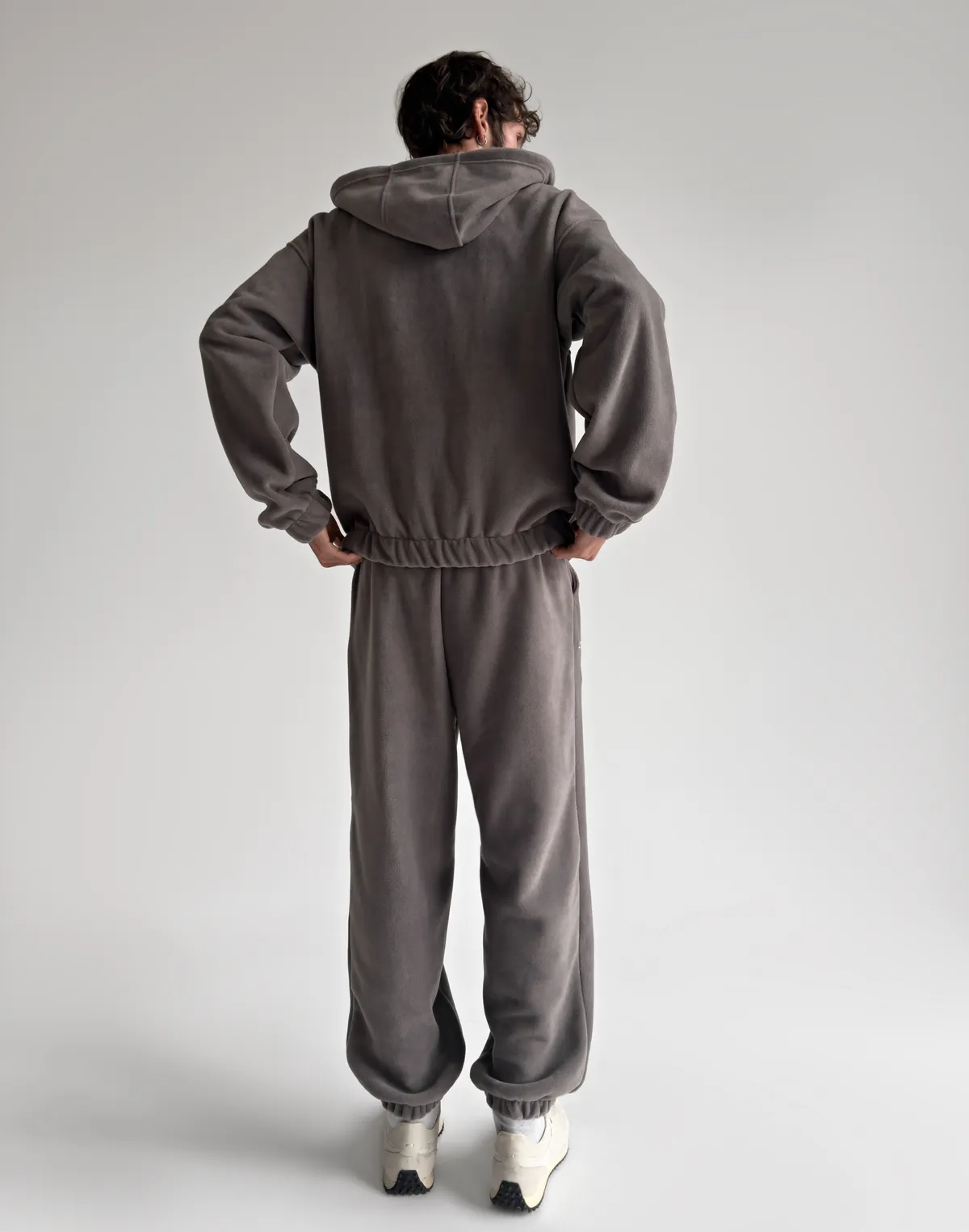 Комплект чоловічій флісовий зимовий зіпер та джогери, сірі димчаті - Фото 2