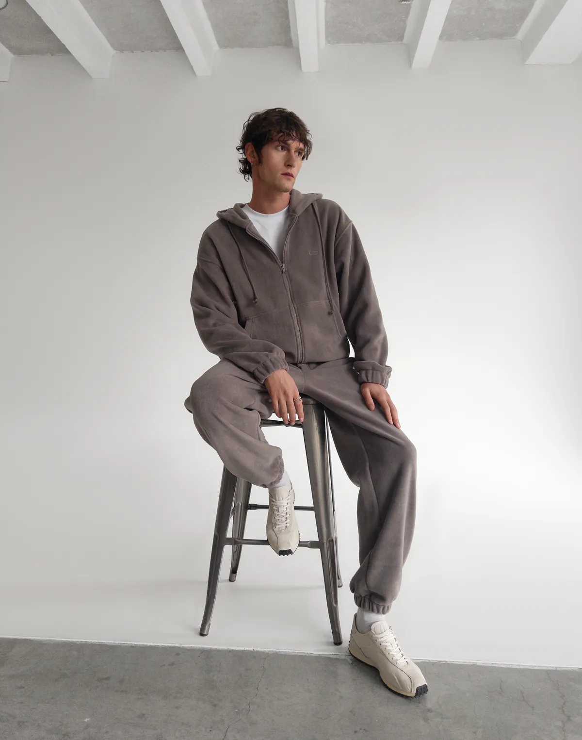 Комплект чоловічій флісовий зимовий зіпер та джогери, сірі димчаті - Фото 4