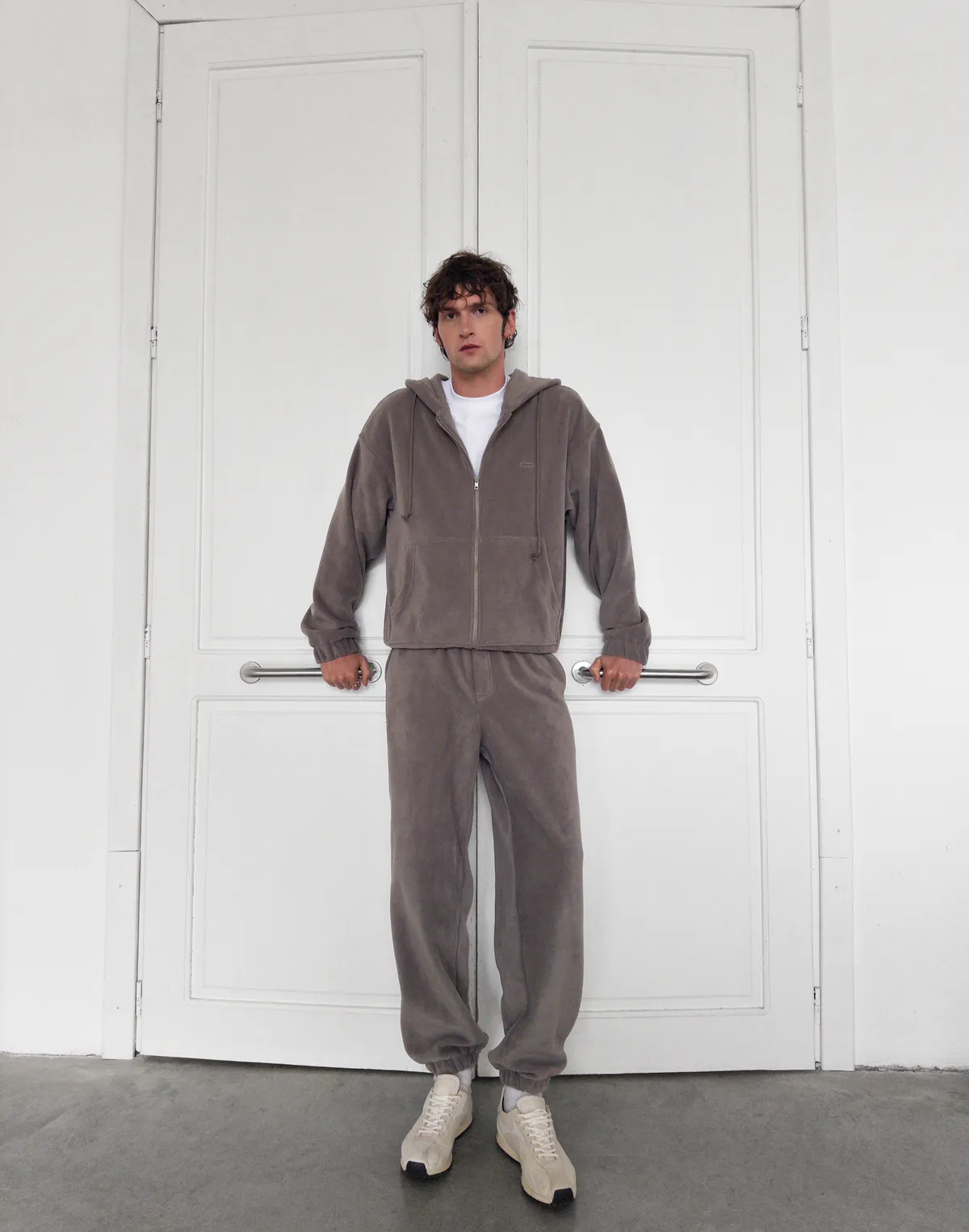 Комплект чоловічій флісовий зимовий зіпер та джогери, сірі димчаті - Фото 3