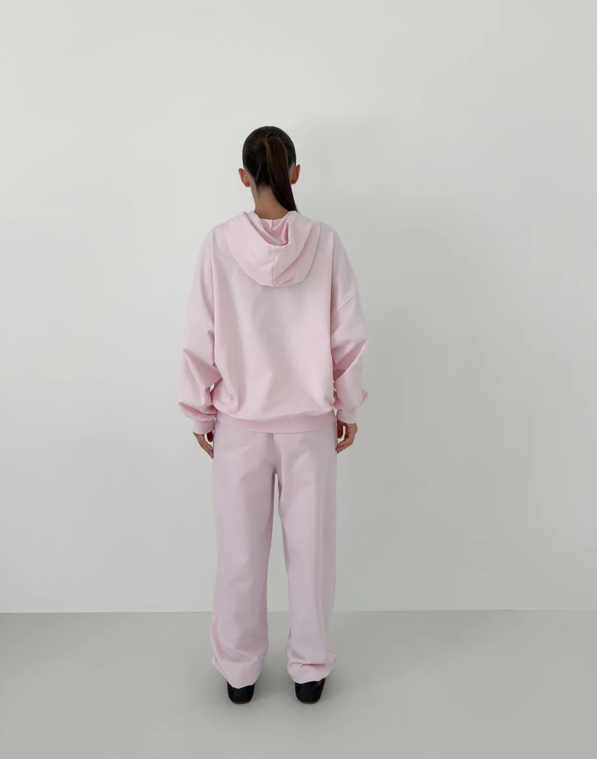 Комплект осінній худі оверсайз та джогери базові, ніжно рожеві - Фото 2