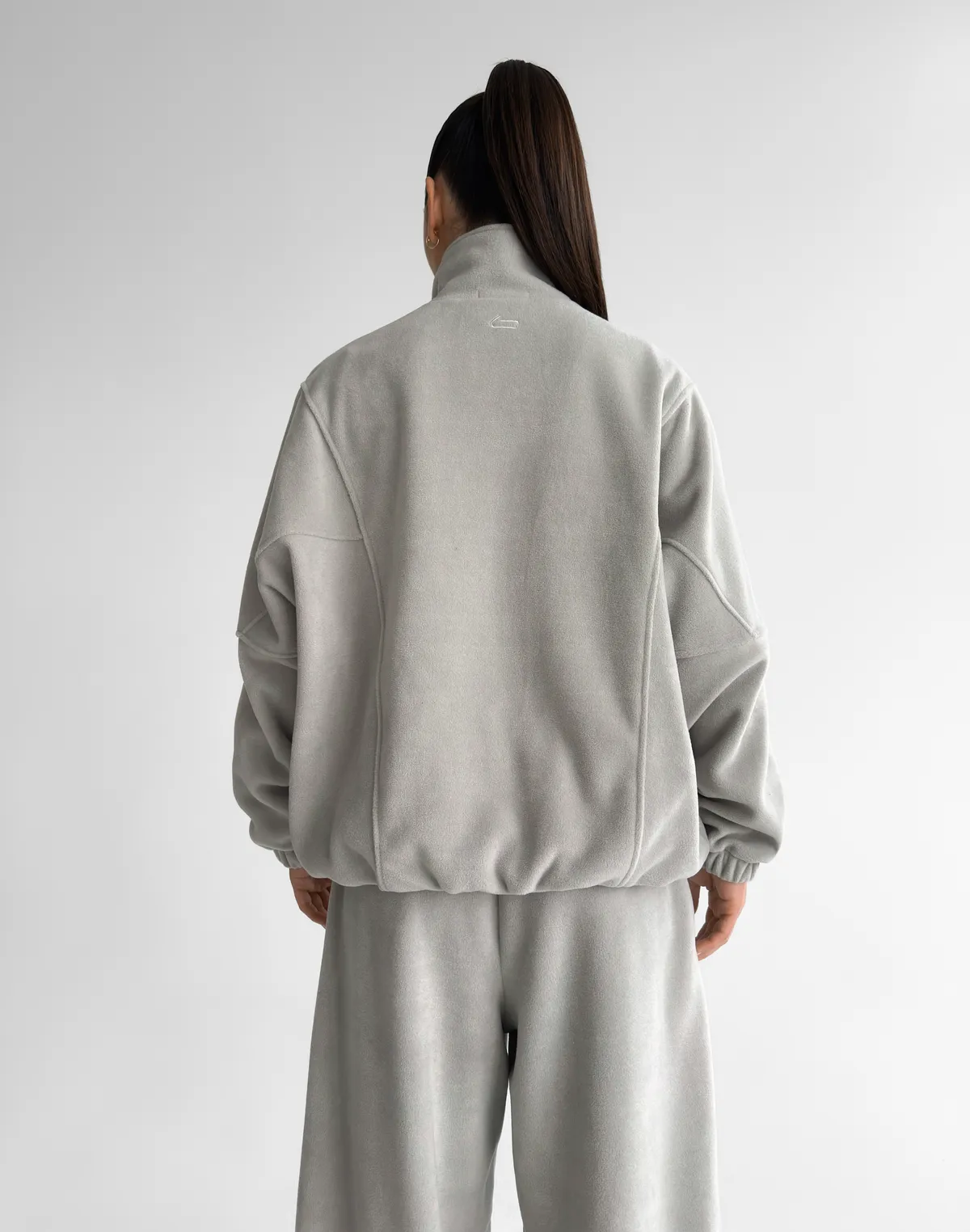 Зіпер оверсайз флісовий з декоративними швами, світлий сірий - Фото 2