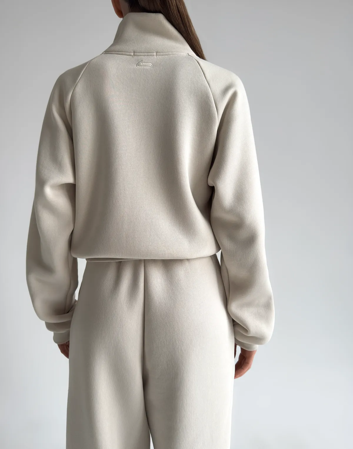 Зіпер з начосом з декоративними швами, пудровий - Фото 2