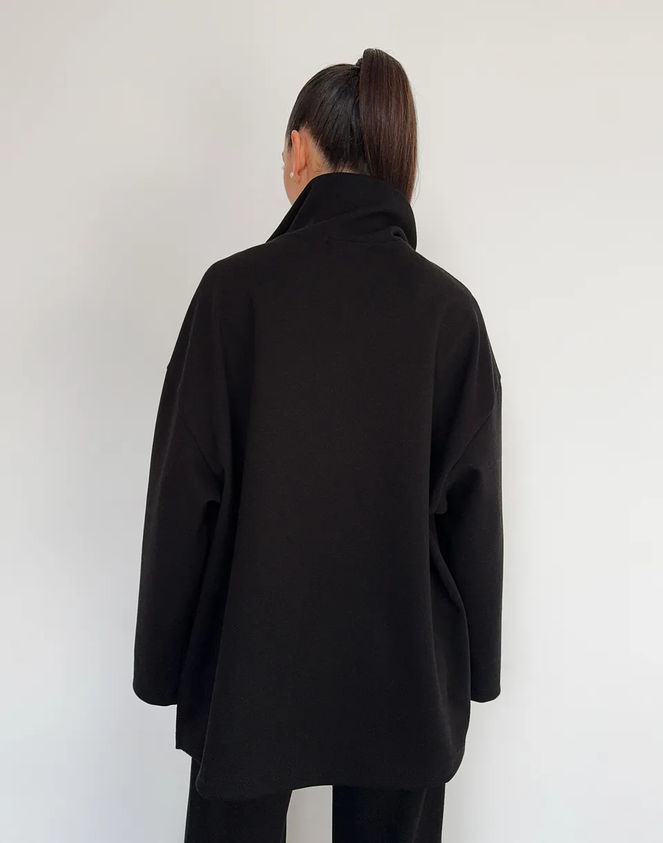 Світшот оверсайз на блискавці до середини, чорний - Фото 2