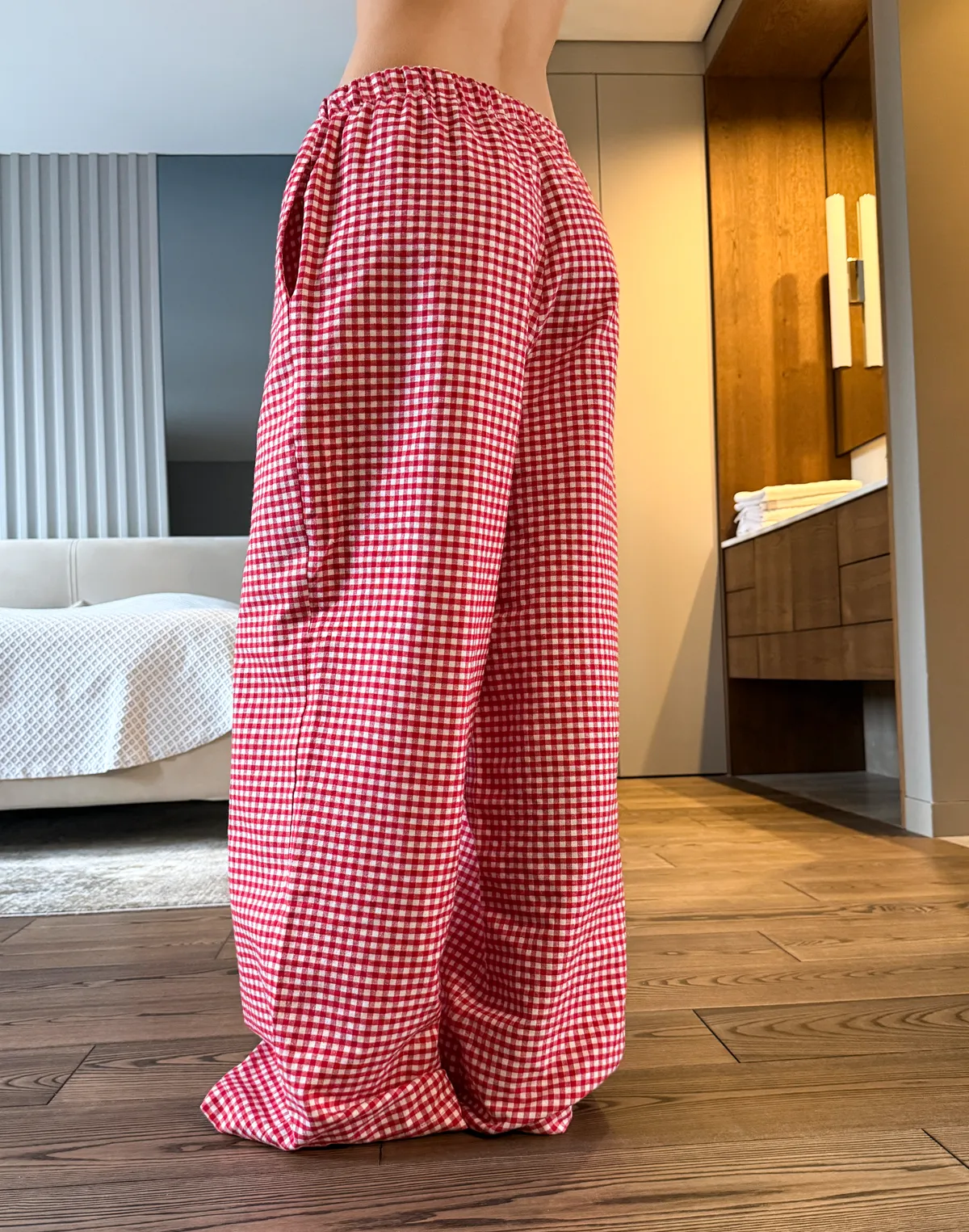 Штани піжамні осінньо-зимові, червоно-білі - Фото 2