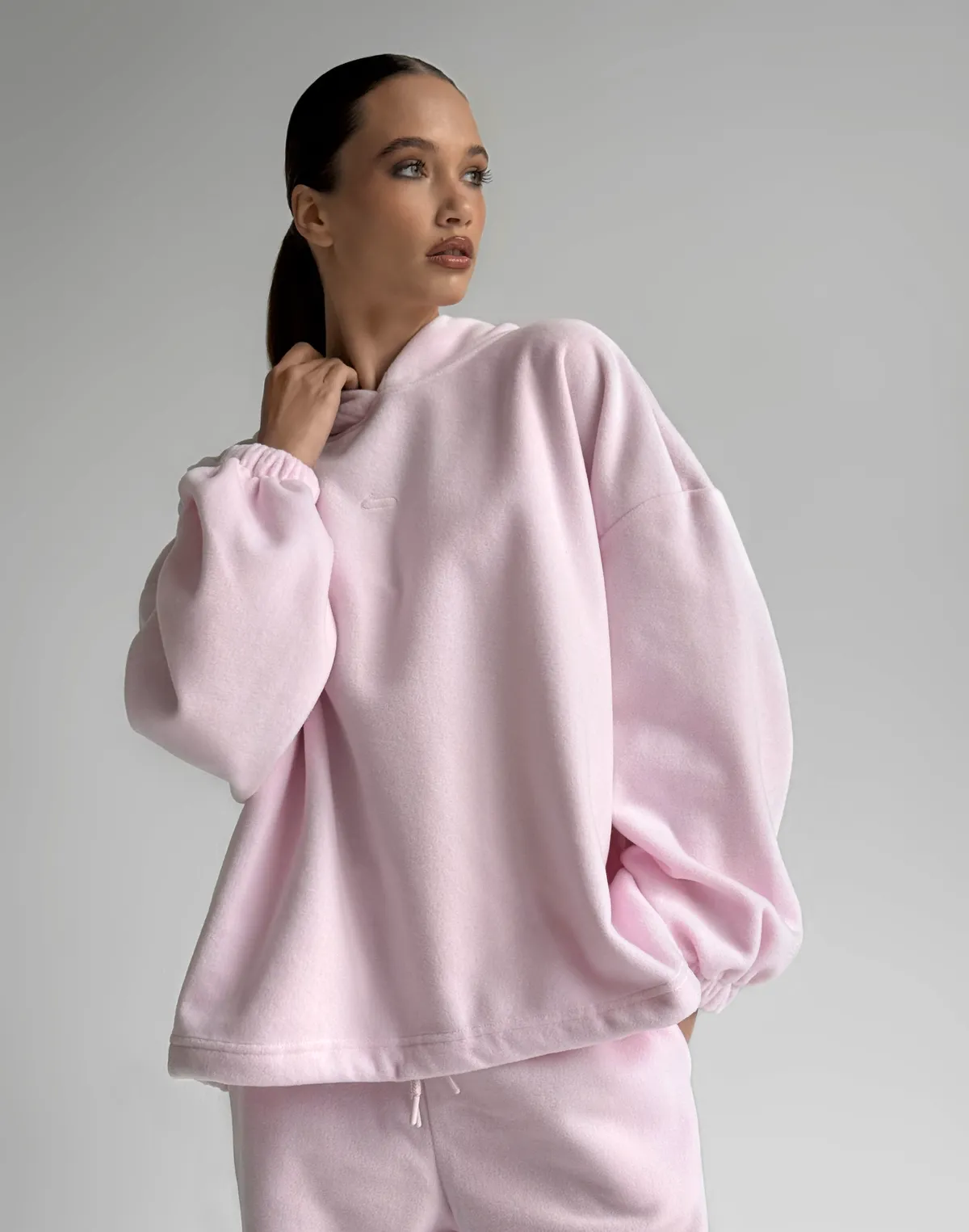 Худі супер оверсайз подовжений, ніжно рожевий - Фото 8