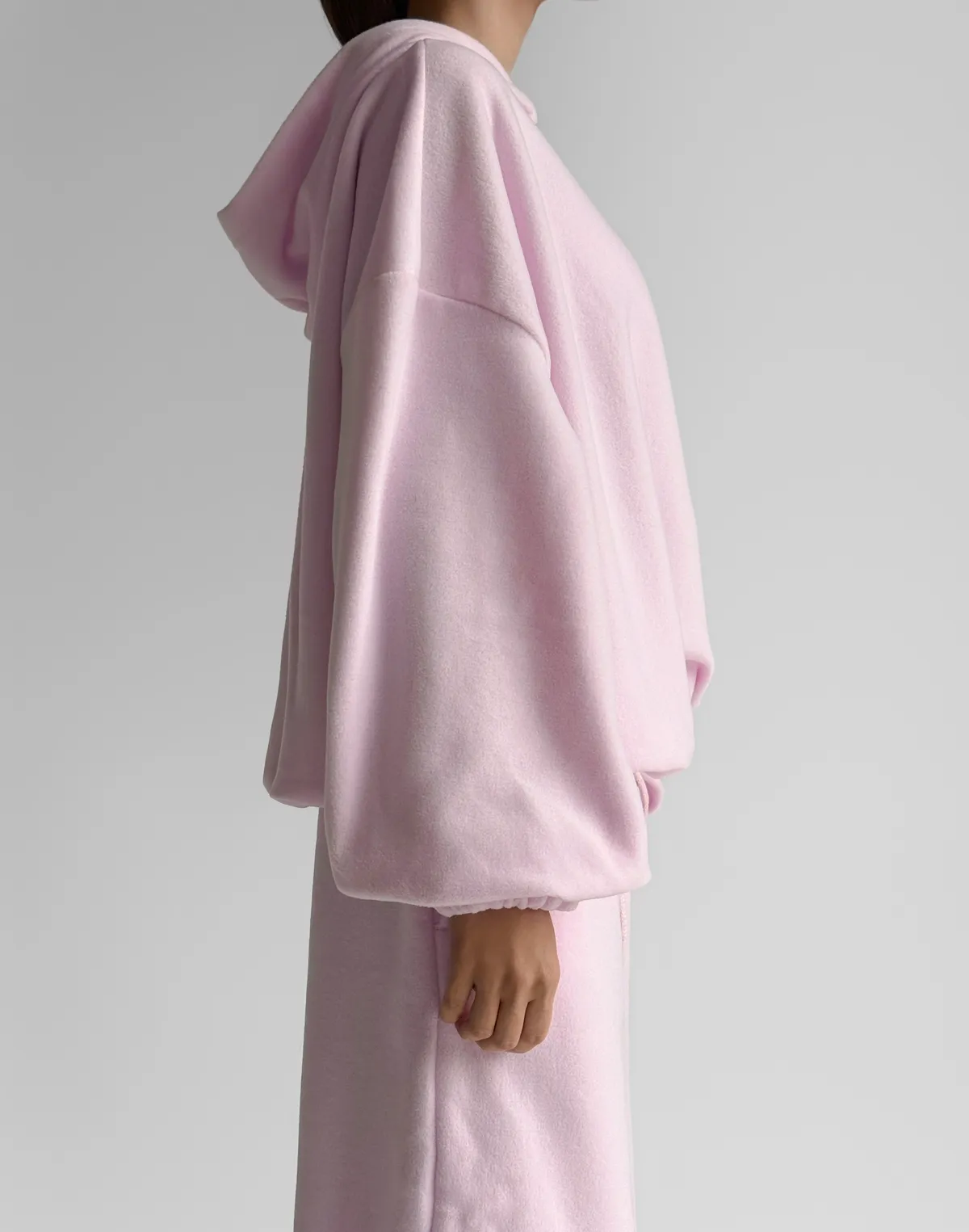 Худі супер оверсайз подовжений, ніжно рожевий - Фото 7