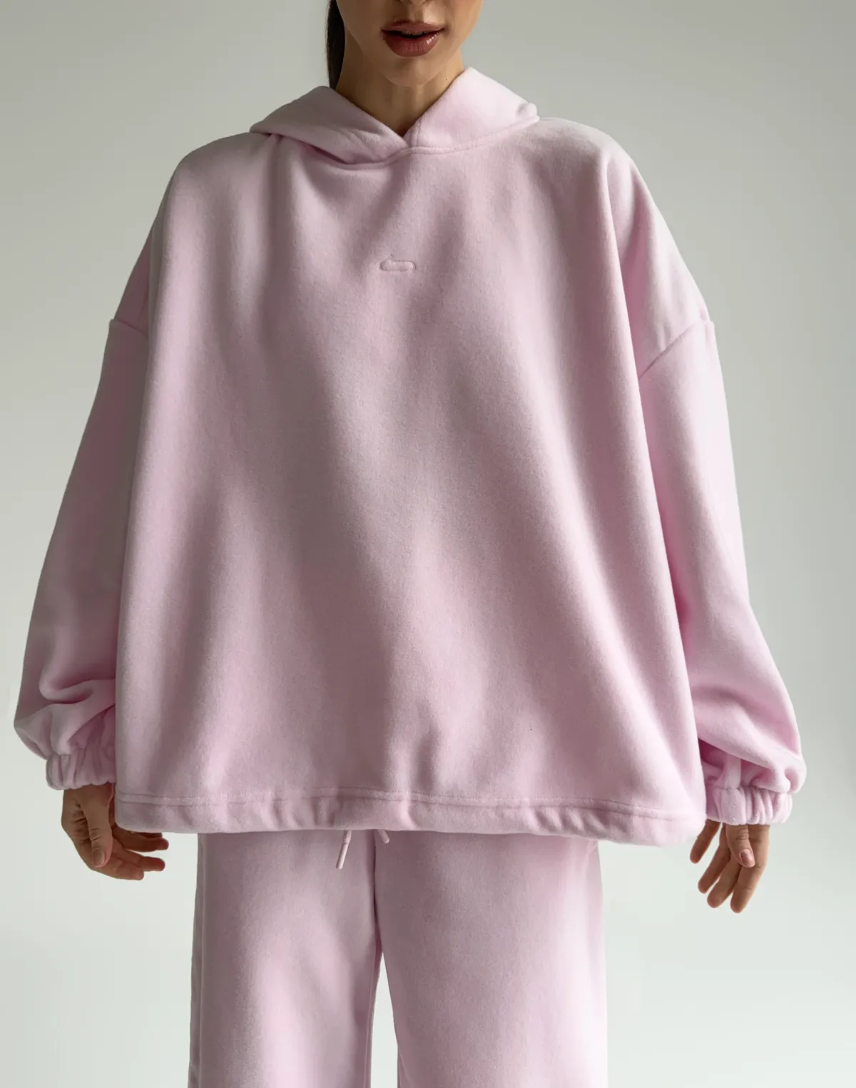 Худі супер оверсайз подовжений, ніжно рожевий - Фото 1