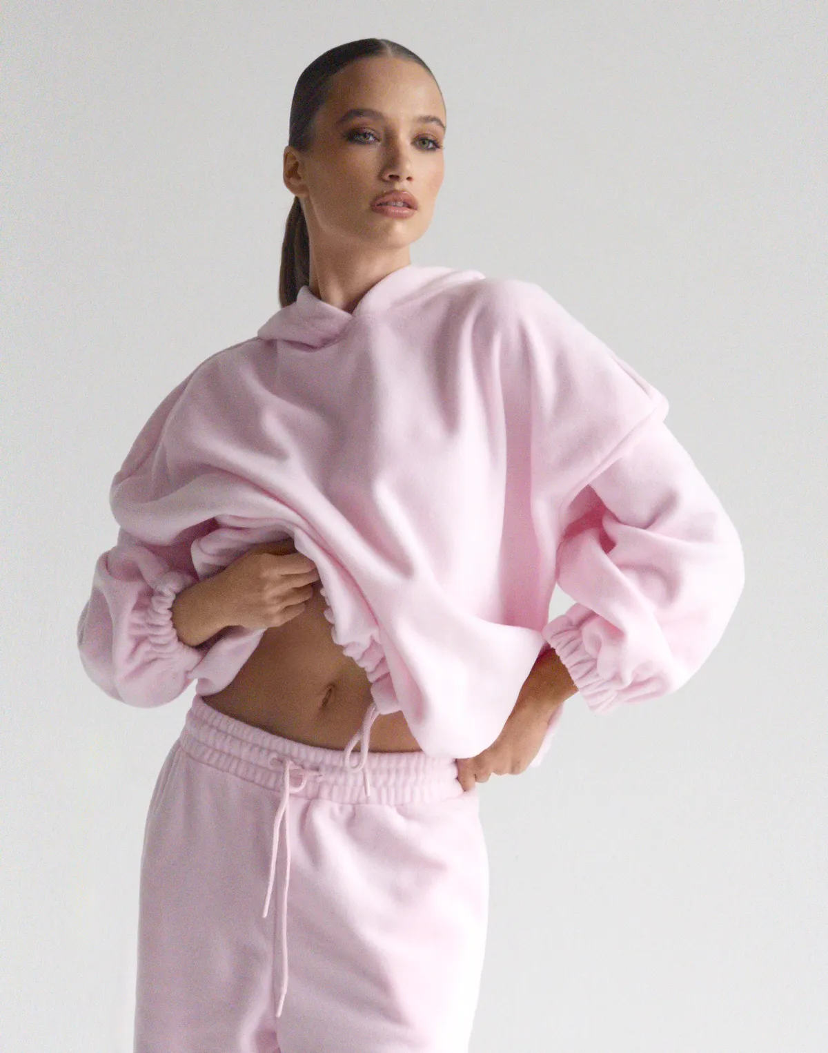 Худі супер оверсайз подовжений, ніжно рожевий - Фото 5