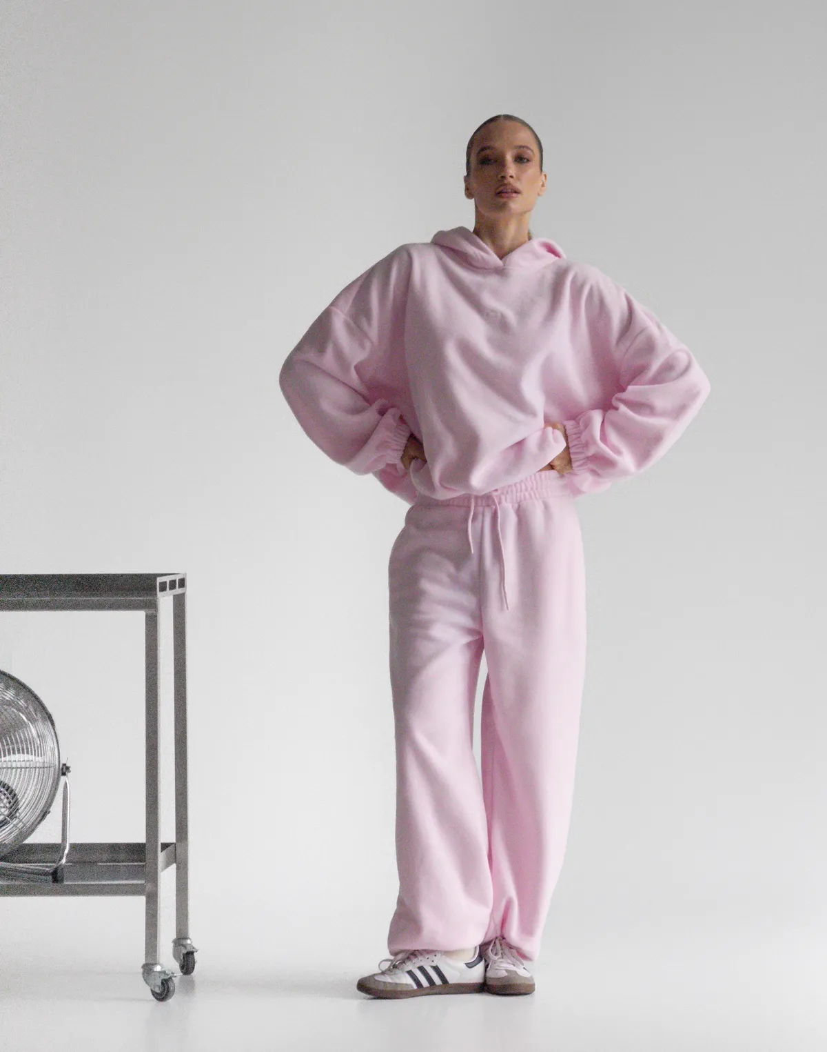 Комплект флісовий худі супер оверсайз та джогери зимові, ніжно рожеві - Фото 4