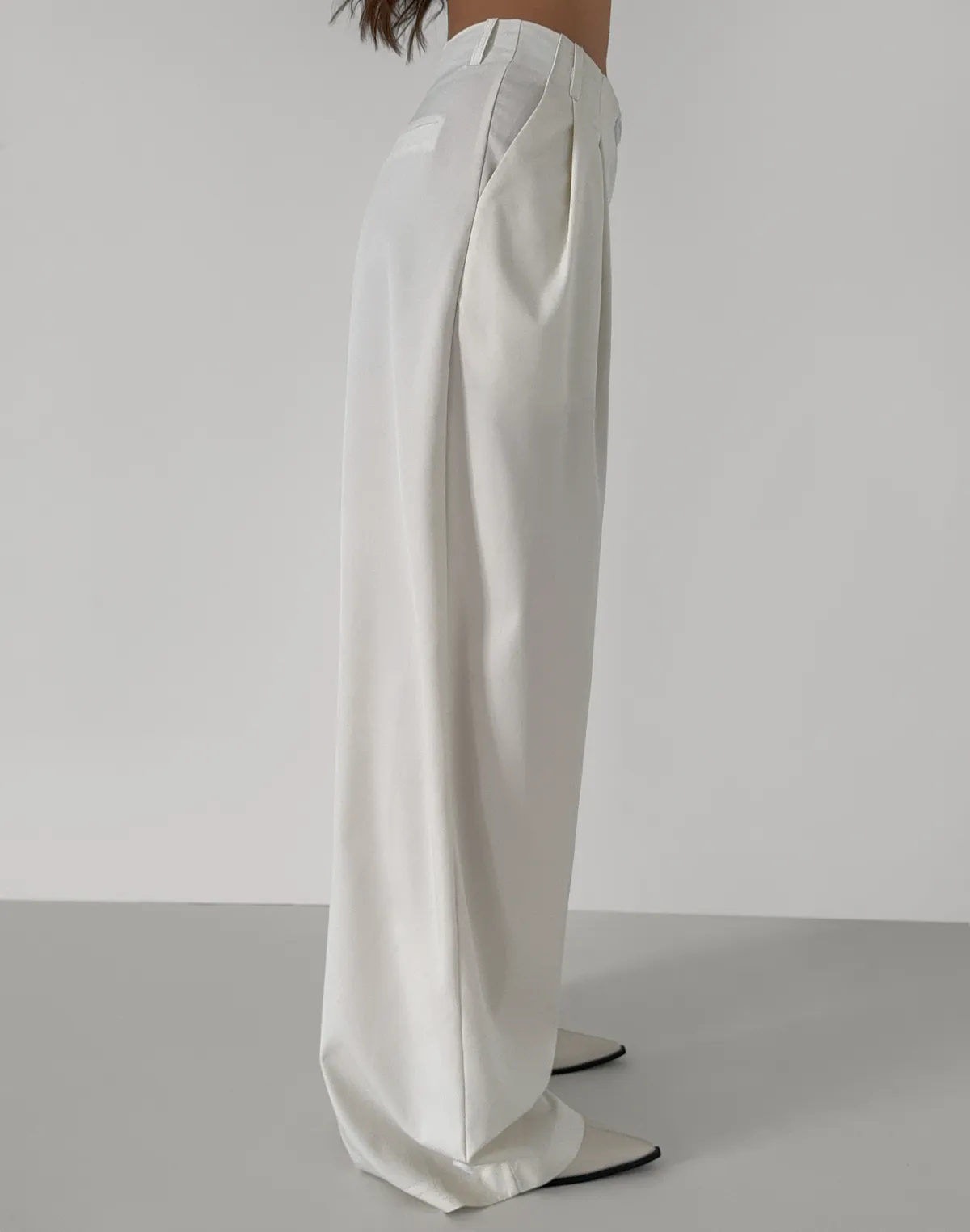 Штани трансформери з костюмної тканини, молочні - Фото 5