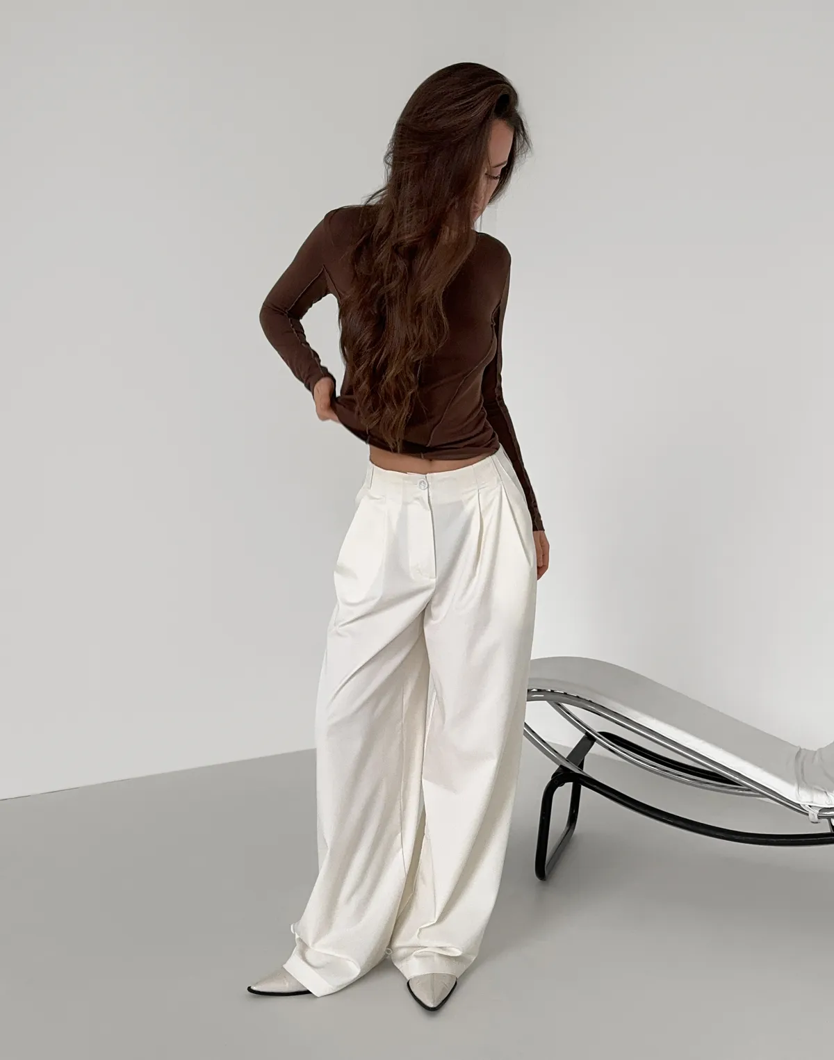 Штани трансформери з костюмної тканини, молочні - Фото 3