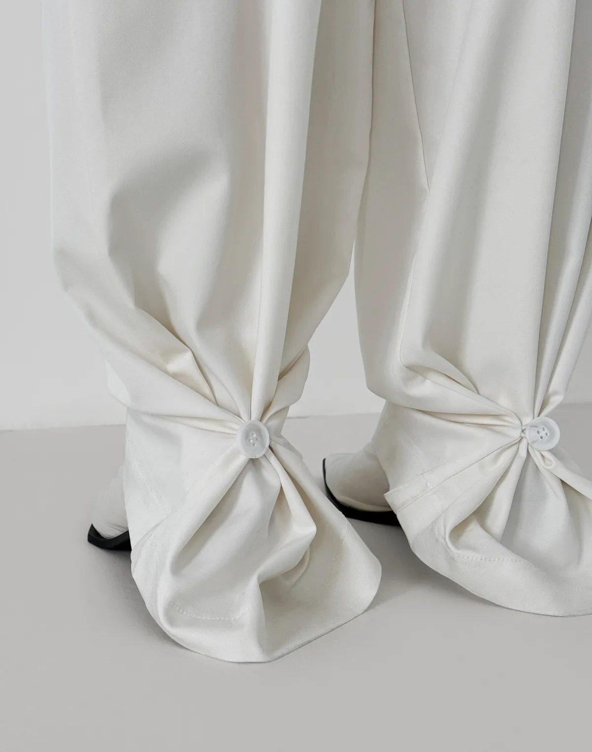 Штани трансформери з костюмної тканини, молочні - Фото 4