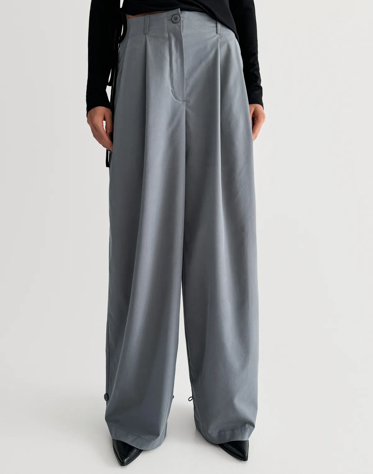Штани трансформери з костюмної тканини, сірі - Фото 1