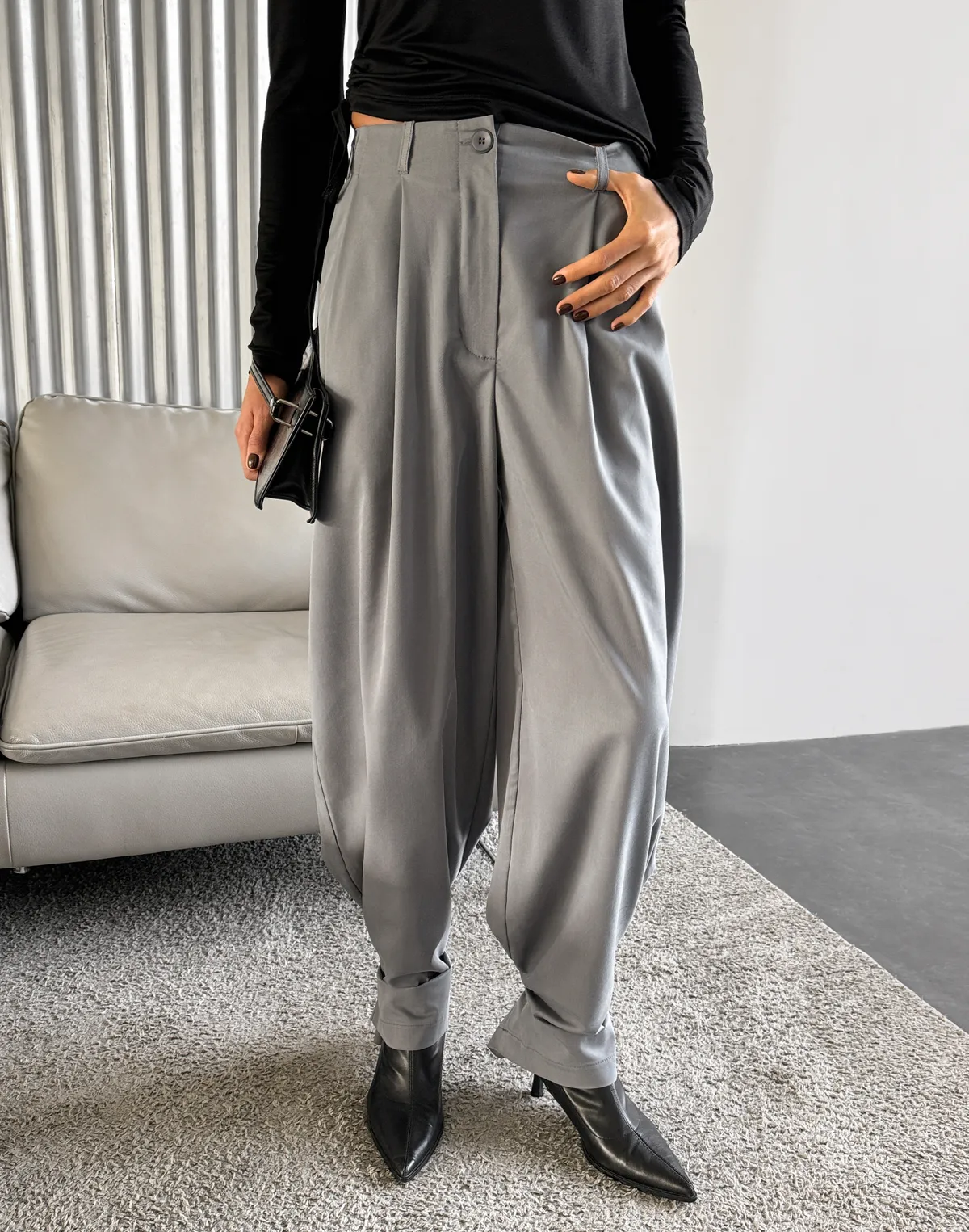 Штани трансформери з костюмної тканини, сірі - Фото 6