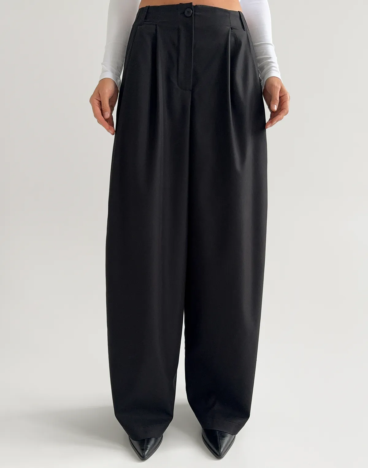 Штани трансформери з костюмної тканини, чорні - Фото 1