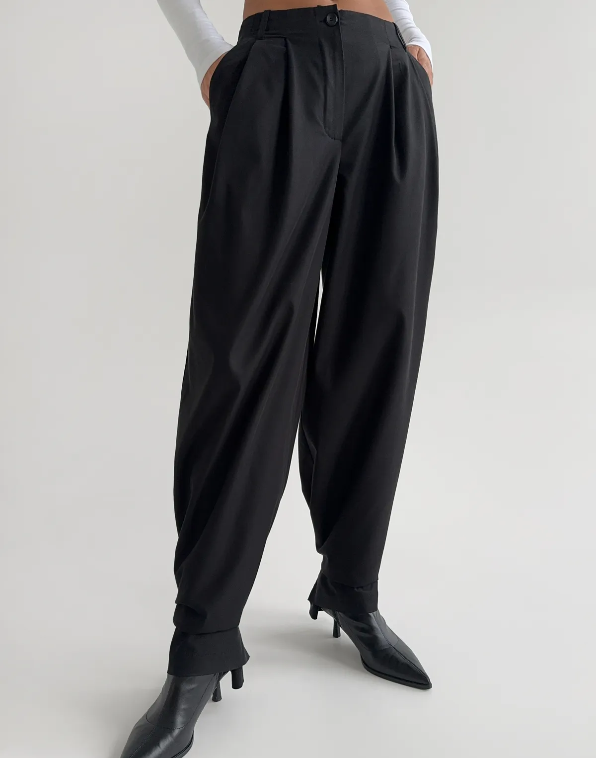 Штани трансформери з костюмної тканини, чорні - Фото 7