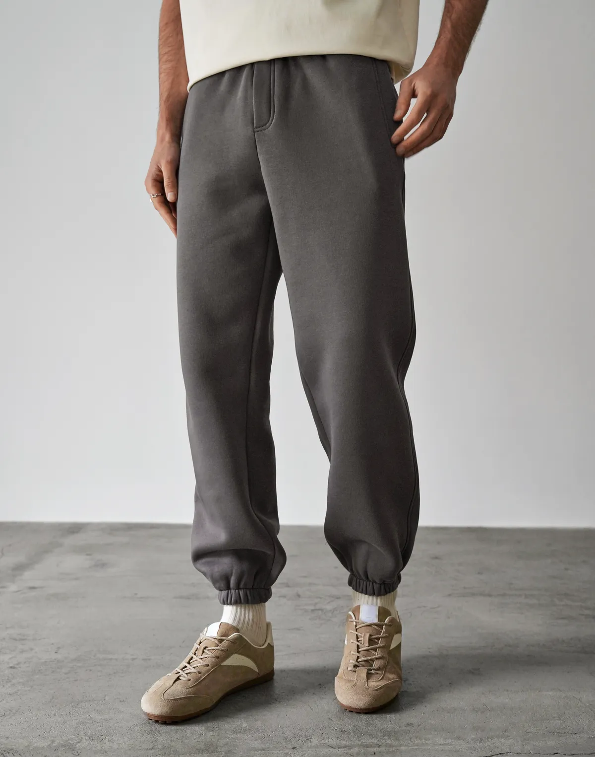 Зимові чоловічі джогери з начосом, темні сірі - Фото 1