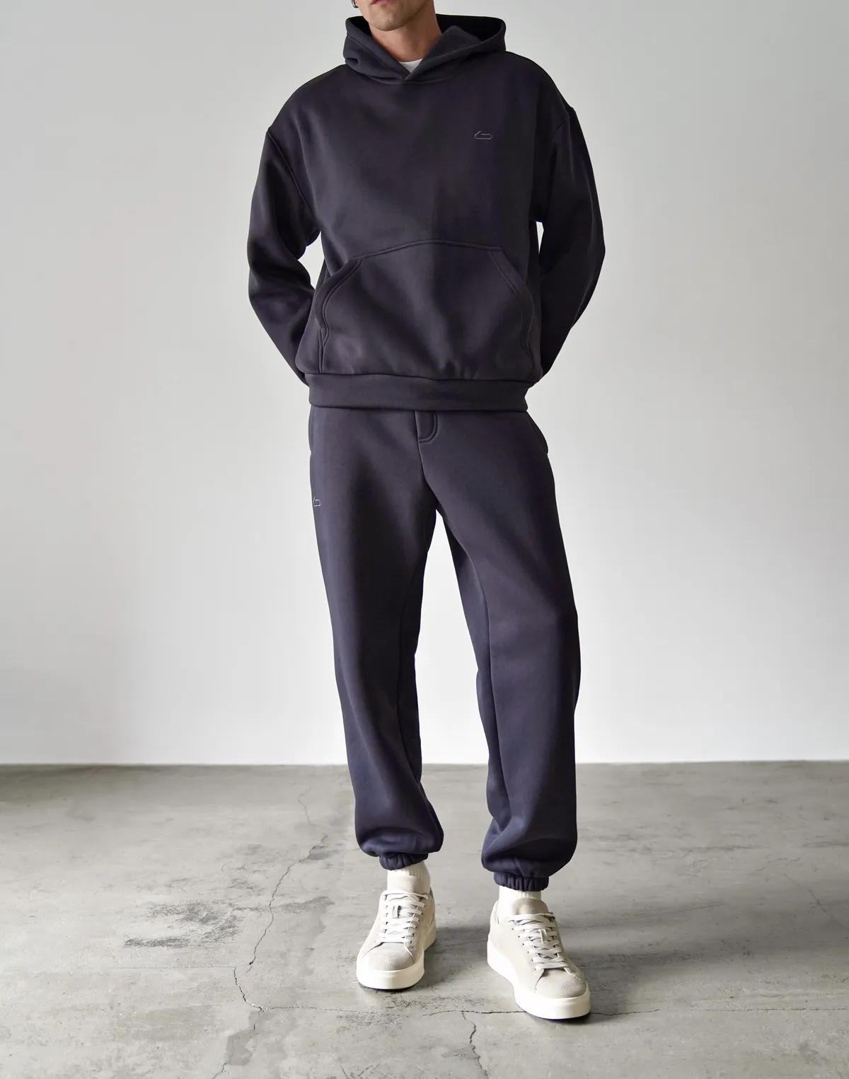 Комплект чоловічій з начосом худі та джогери, темний графіт - Фото 1