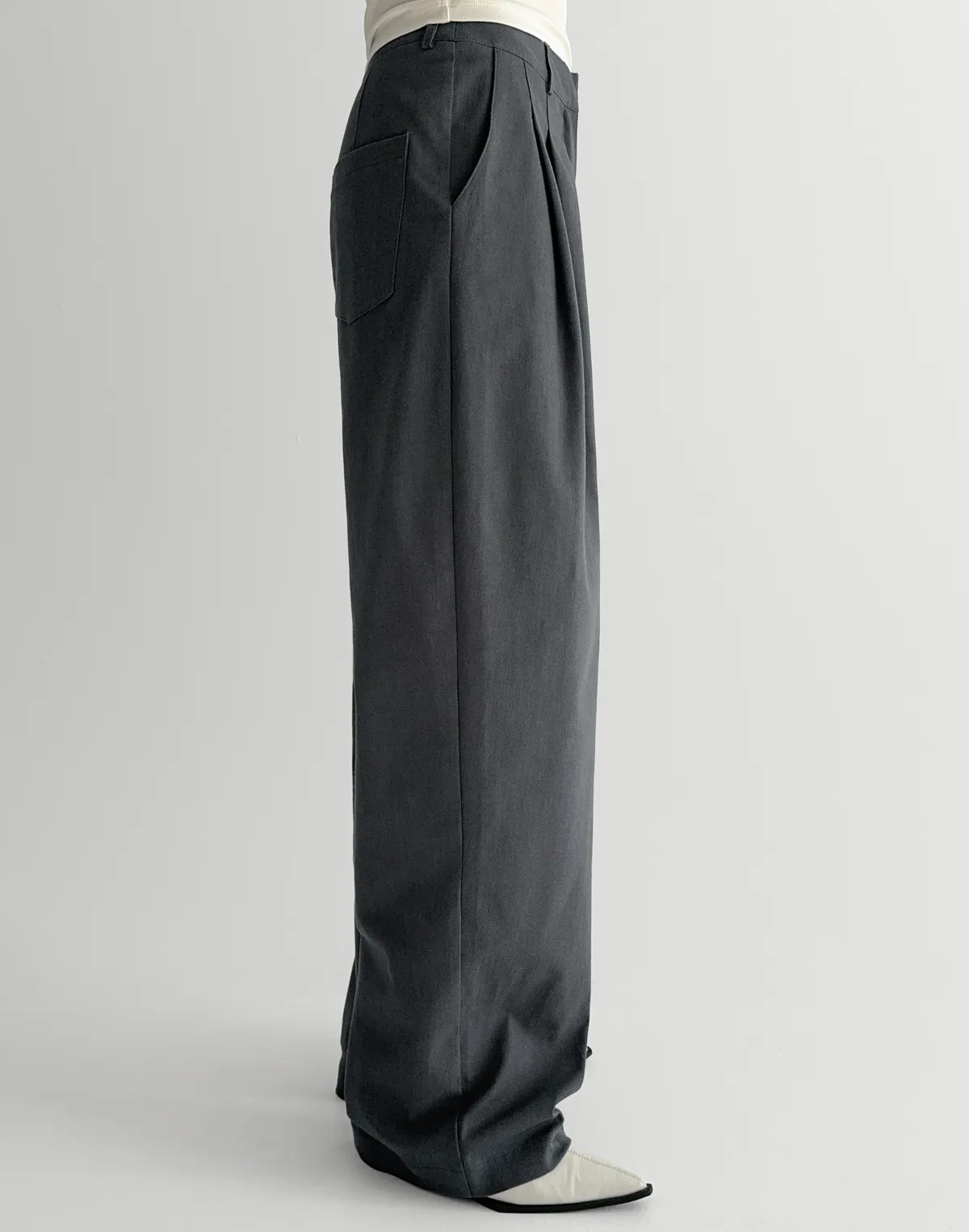 Штани котонові вільного крою базові, сталеві - Фото 7